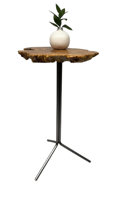 Plant Stand- Maple Burl Slab- End Table- Small Table- Drink Stand- Side Table- Foyer Table- Handmade Table- Gold- Brown- Unique Furniture