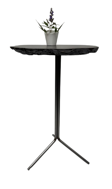 Black Side Table- Maple Burl- Small End Table- Plant Stand- Tree Slice- Natural Wood- Industrial- Mid Century- Gray- Ebonized- Gold- Home