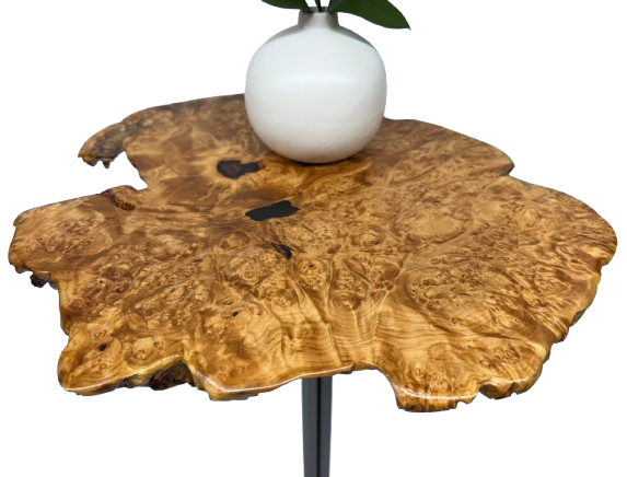 Plant Stand- Maple Burl Slab- End Table- Small Table- Drink Stand- Side Table- Foyer Table- Handmade Table- Gold- Brown- Unique Furniture