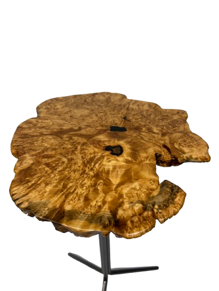 Plant Stand- Maple Burl Slab- End Table- Small Table- Drink Stand- Side Table- Foyer Table- Handmade Table- Gold- Brown- Unique Furniture