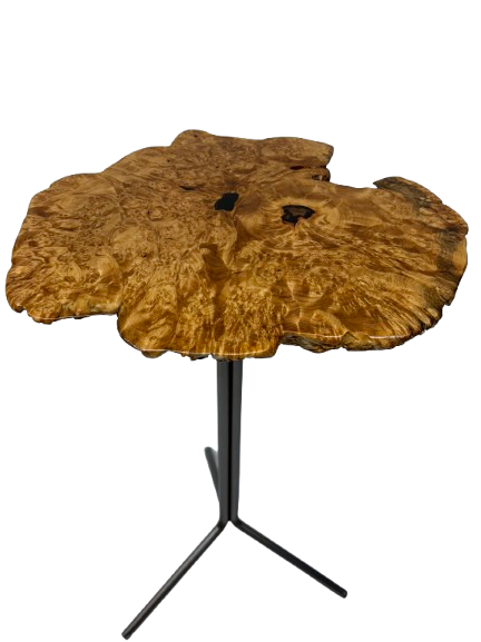 Plant Stand- Maple Burl Slab- End Table- Small Table- Drink Stand- Side Table- Foyer Table- Handmade Table- Gold- Brown- Unique Furniture