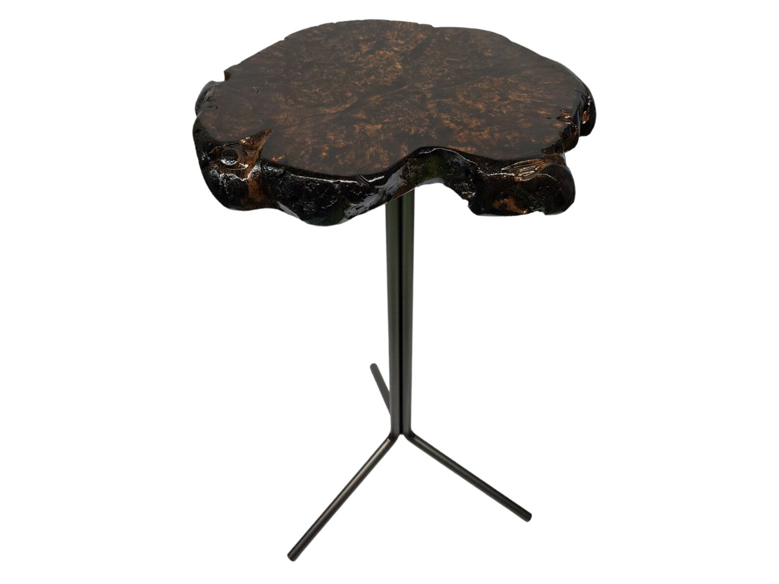 Cool Side Table- Maple Burl- Small End Table- Plant Stand- Tree Slice- Natural Wood- Industrial- Live Edge Table- Dark Wood Table- Espresso