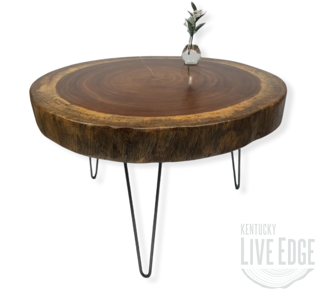 Round Coffee Table- Live Edge Table- Circular- Dark Wood- Large Coffee Table- Monkeypod Slab- Tree Slice- Modern- Thick Wood- Nature- Unique
