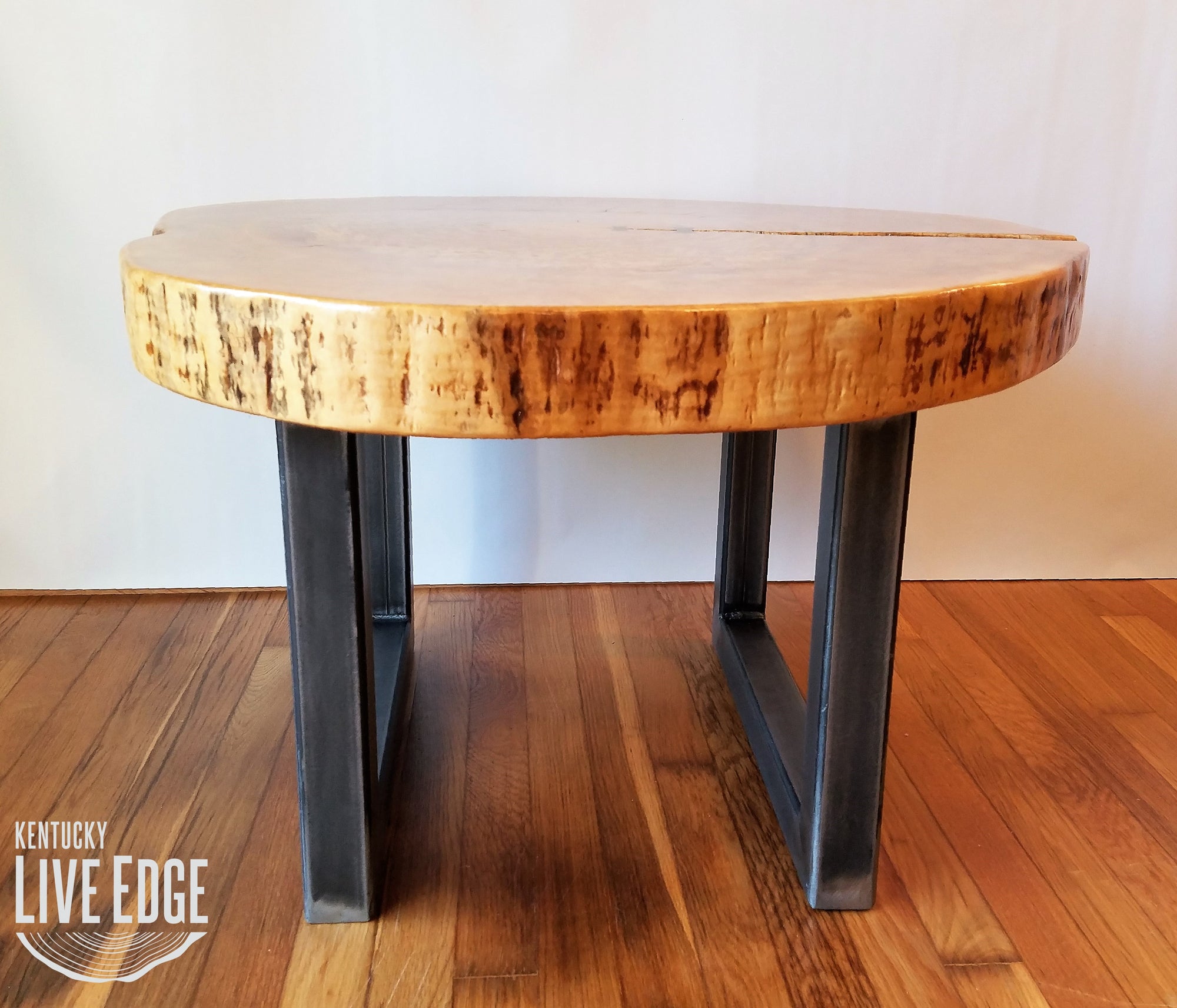 Round Coffee Table- Live Edge- Industrial- Tree Slice- Log- Rustic- Furniture- Living Room- Side Table- End Table- Natural Wood- Maple Slab