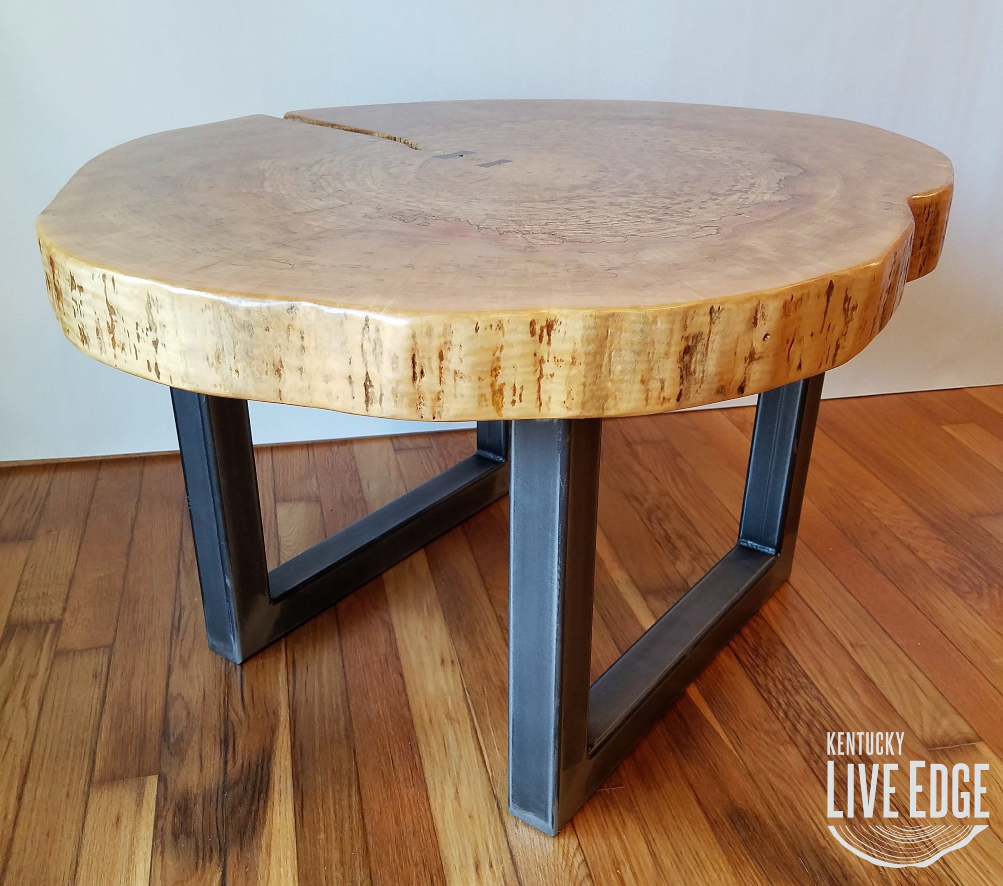 Round Coffee Table- Live Edge- Industrial- Tree Slice- Log- Rustic- Furniture- Living Room- Side Table- End Table- Natural Wood- Maple Slab