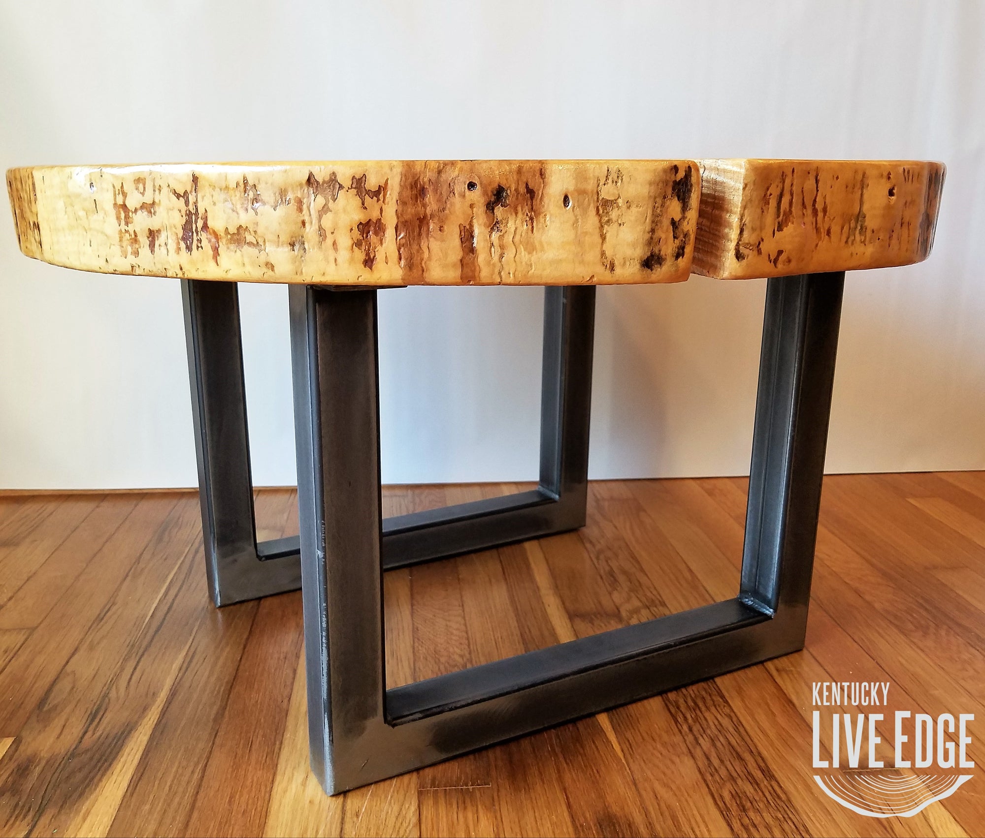 Round Coffee Table- Live Edge- Industrial- Tree Slice- Log- Rustic- Furniture- Living Room- Side Table- End Table- Natural Wood- Maple Slab