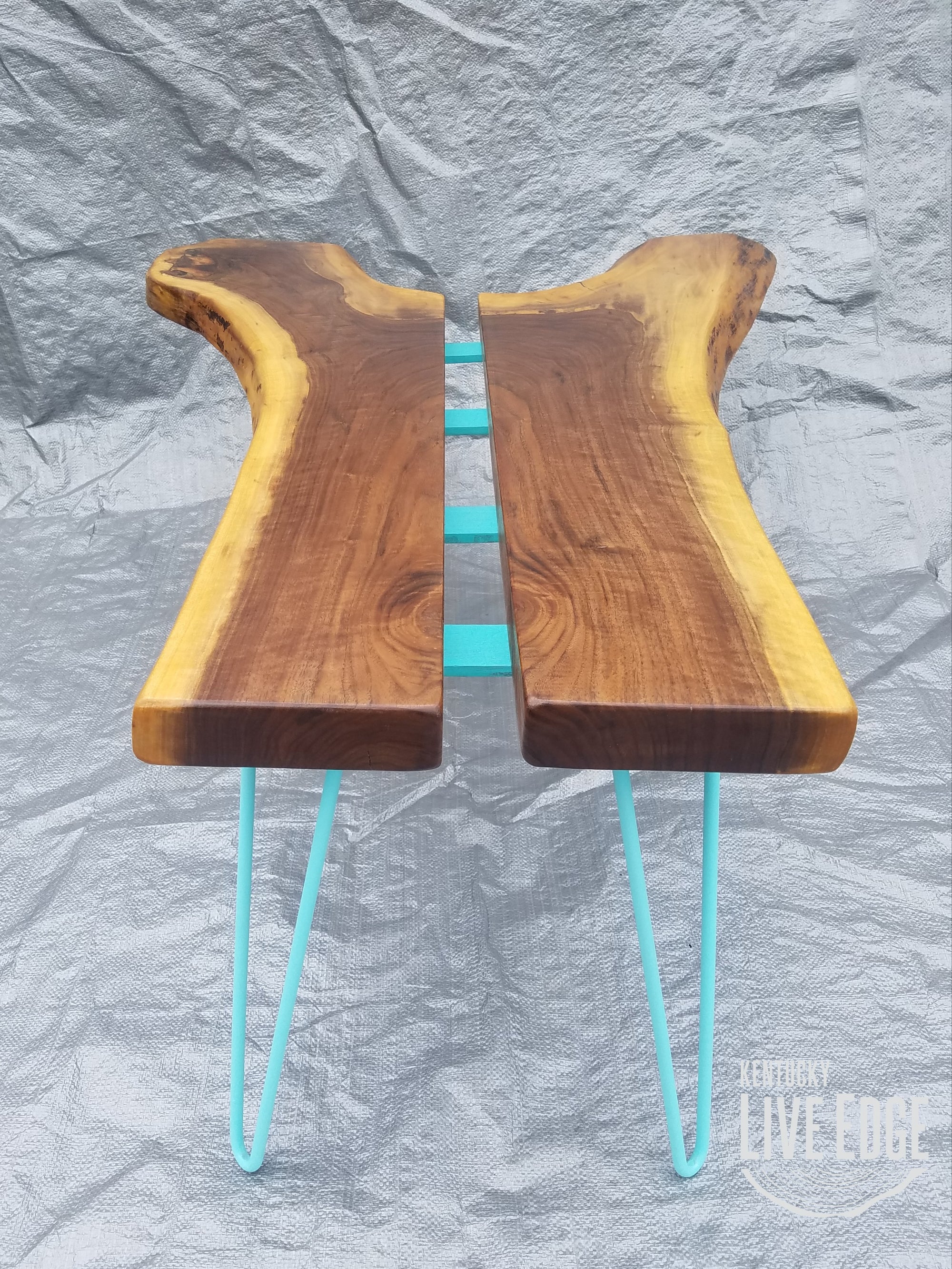 Teal Coffee Table- Live Edge- Turquoise- Mid Century- Organic- Modern- Rustic- Reclaimed- Furniture- Handmade- Living Room- Unique- Large