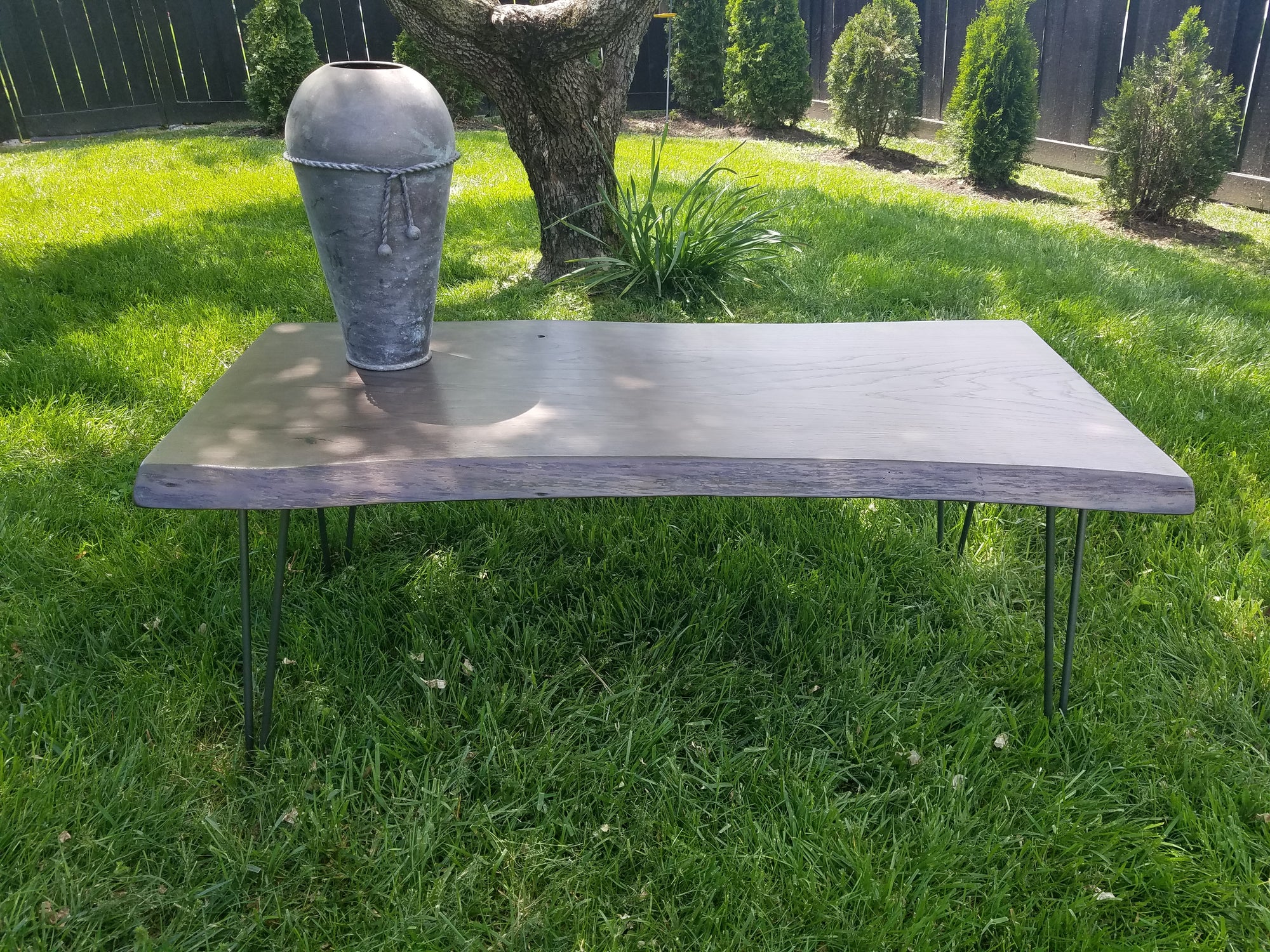 Gray Coffee Table- Live Edge- Weathered Wood- Distressed- Lake House Table- Fumed Oak- Natural Wood- Cool Furniture- Handmade- Mid Century