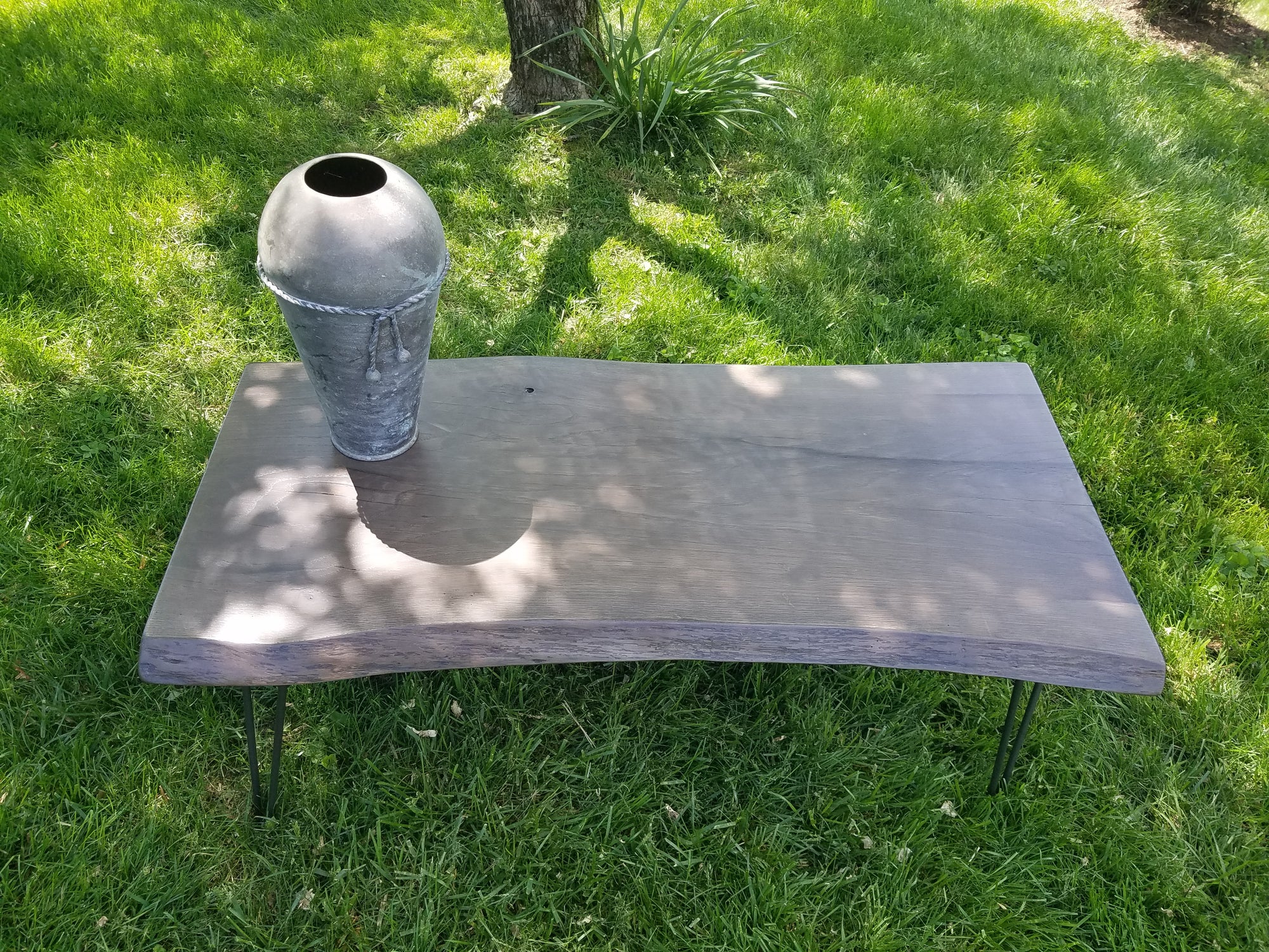 Gray Coffee Table- Live Edge- Weathered Wood- Distressed- Lake House Table- Fumed Oak- Natural Wood- Cool Furniture- Handmade- Mid Century