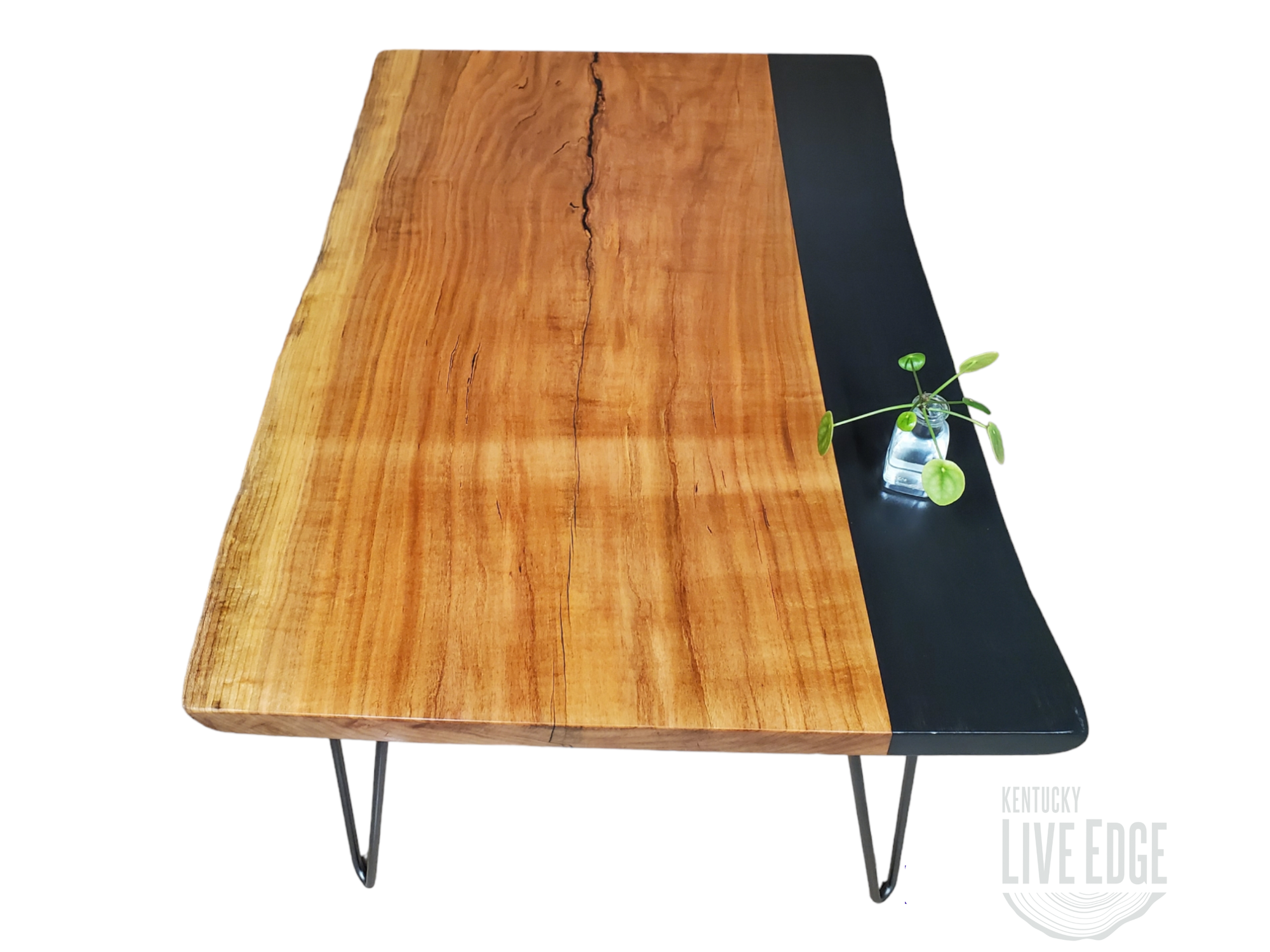 Modern Coffee Table- Live Edge- Cherry- Black- Natural Wood- Cool Table- Handmade Furniture- Signed Art- Living Room- Wood Art- Minimalism