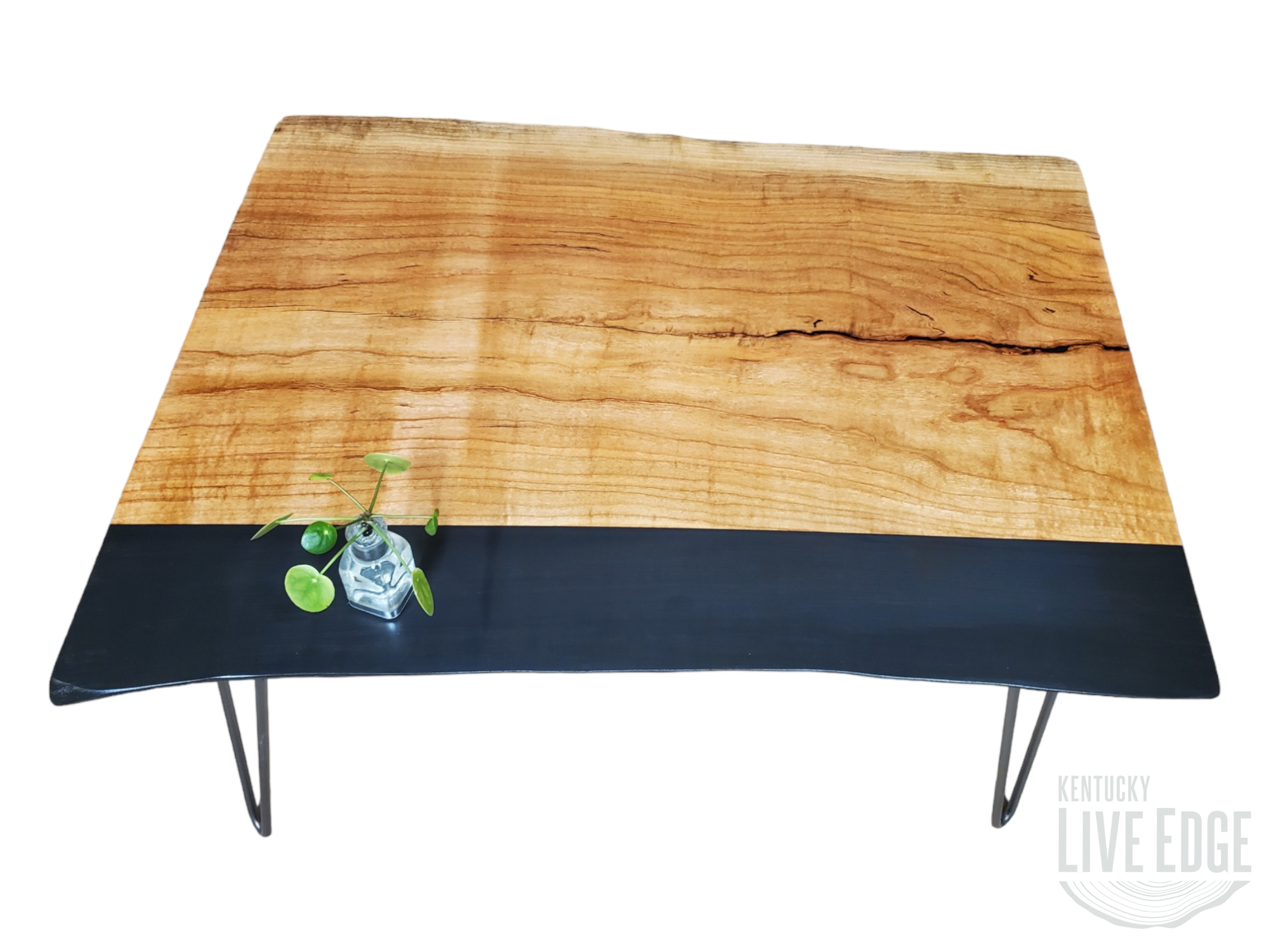 Modern Coffee Table- Live Edge- Cherry- Black- Natural Wood- Cool Table- Handmade Furniture- Signed Art- Living Room- Wood Art- Minimalism