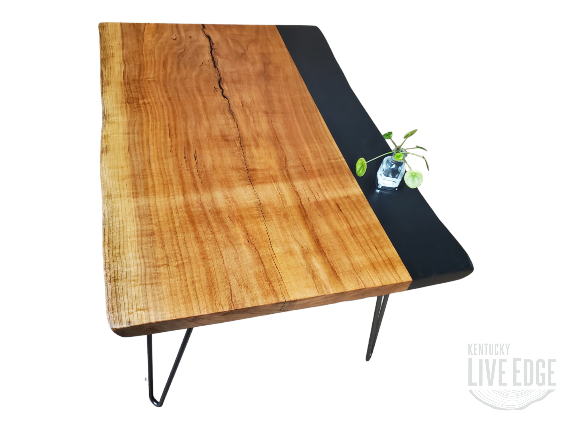 Modern Coffee Table- Live Edge- Cherry- Black- Natural Wood- Cool Table- Handmade Furniture- Signed Art- Living Room- Wood Art- Minimalism