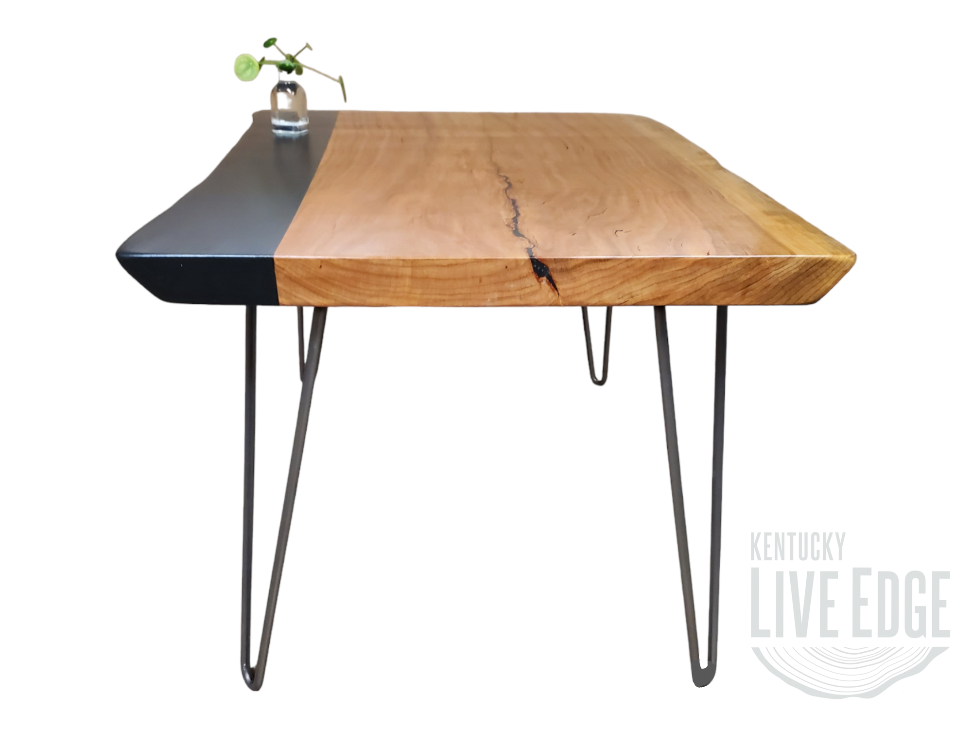 Modern Coffee Table- Live Edge- Cherry- Black- Natural Wood- Cool Table- Handmade Furniture- Signed Art- Living Room- Wood Art- Minimalism