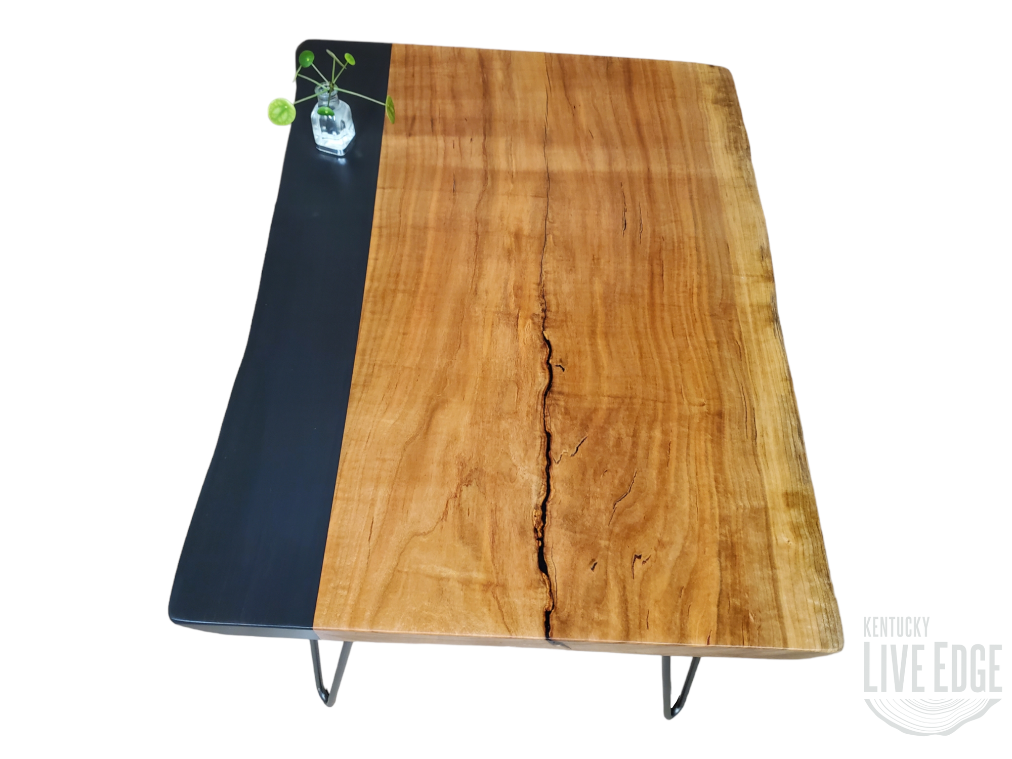 Modern Coffee Table- Live Edge- Cherry- Black- Natural Wood- Cool Table- Handmade Furniture- Signed Art- Living Room- Wood Art- Minimalism