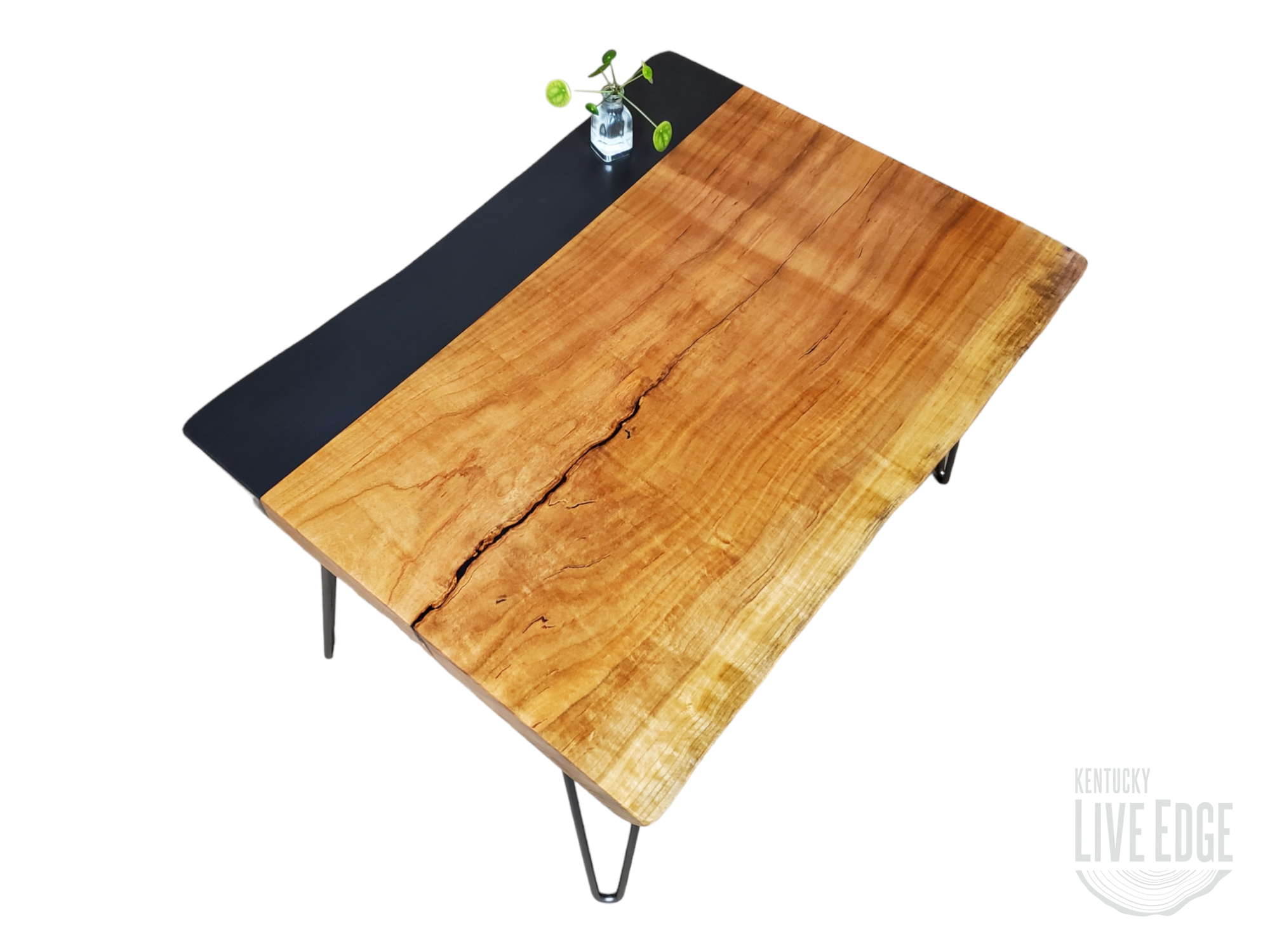 Modern Coffee Table- Live Edge- Cherry- Black- Natural Wood- Cool Table- Handmade Furniture- Signed Art- Living Room- Wood Art- Minimalism