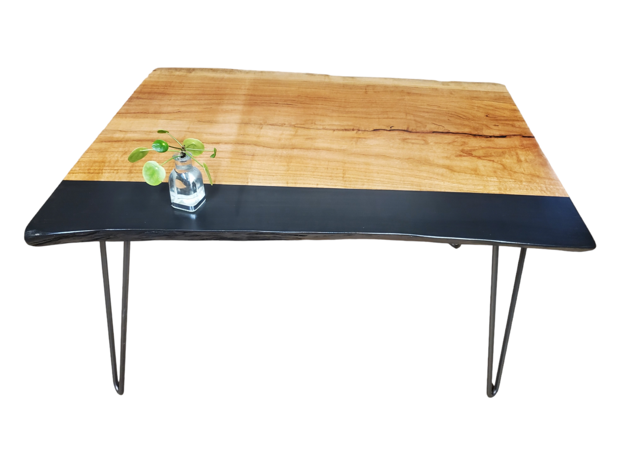 Modern Coffee Table- Live Edge- Cherry- Black- Natural Wood- Cool Table- Handmade Furniture- Signed Art- Living Room- Wood Art- Minimalism