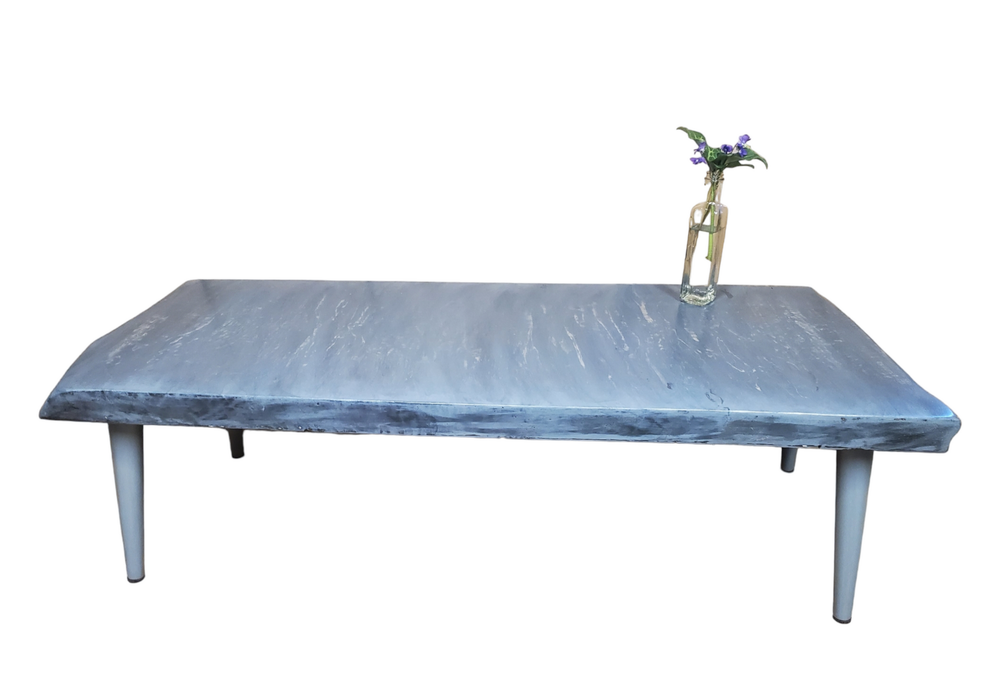 Gray Coffee Table- Long and Narrow- Live Edge Table- Marble Look- Concrete Look- Artistic Table- Unique Furniture- Solid Hardwood- Signed