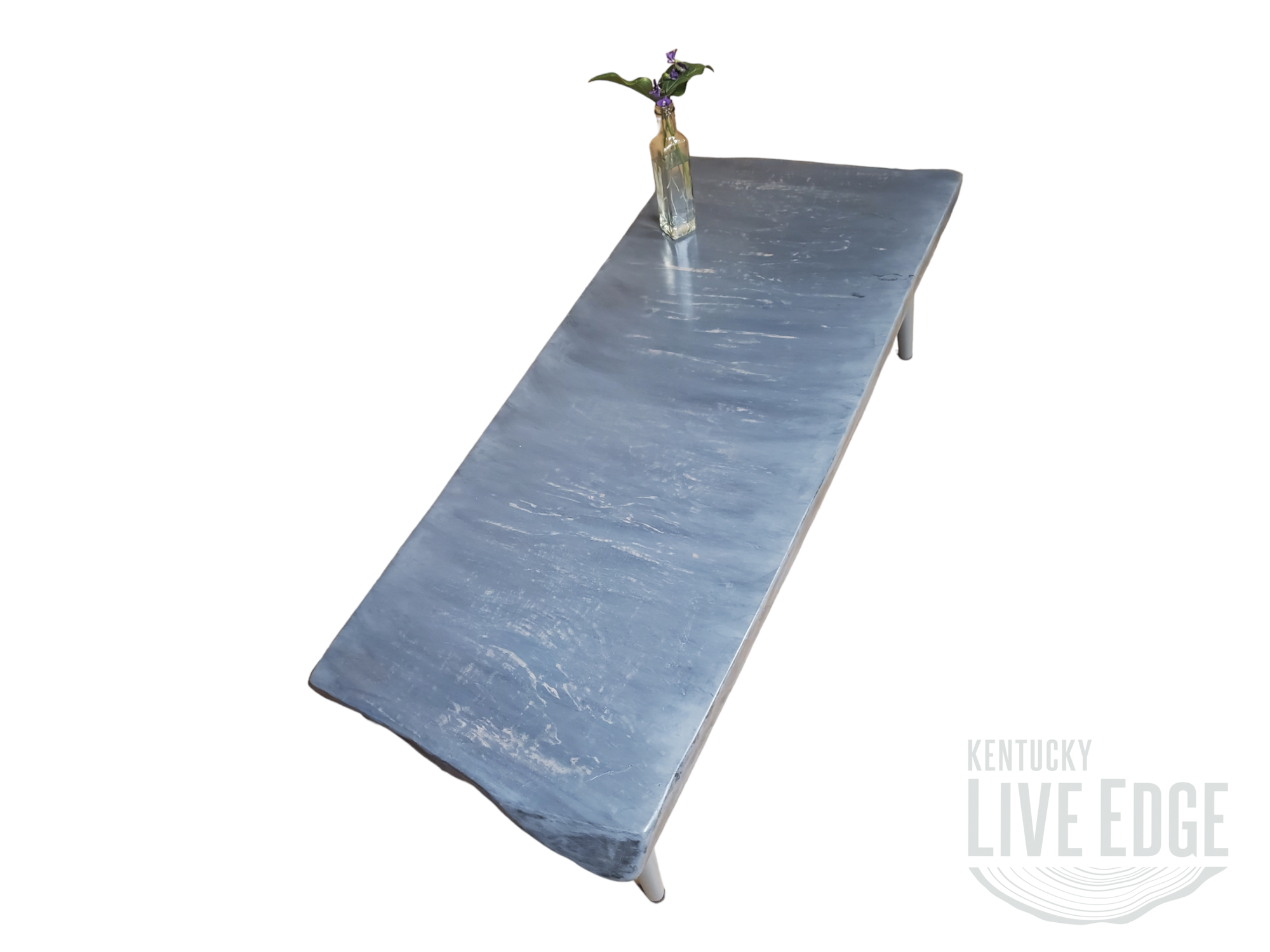 Gray Coffee Table- Long and Narrow- Live Edge Table- Marble Look- Concrete Look- Artistic Table- Unique Furniture- Solid Hardwood- Signed