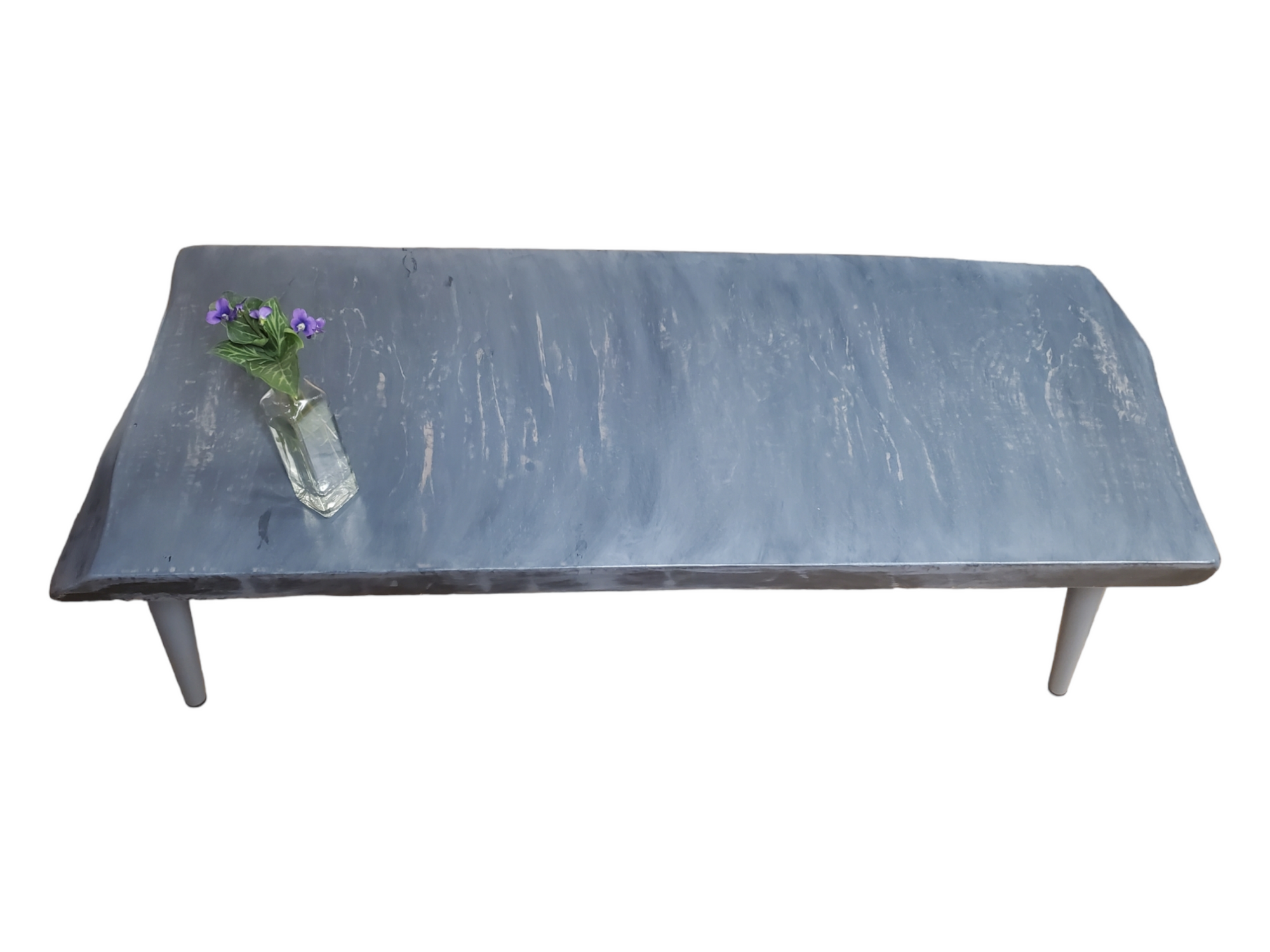 Gray Coffee Table- Long and Narrow- Live Edge Table- Marble Look- Concrete Look- Artistic Table- Unique Furniture- Solid Hardwood- Signed
