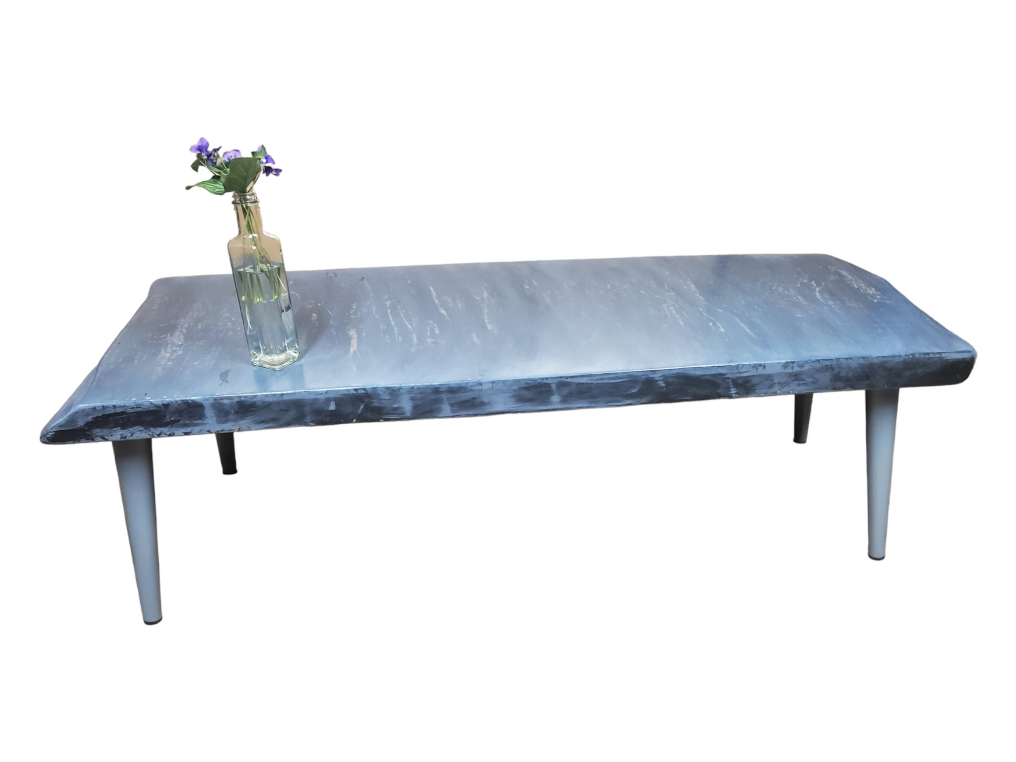 Gray Coffee Table- Long and Narrow- Live Edge Table- Marble Look- Concrete Look- Artistic Table- Unique Furniture- Solid Hardwood- Signed