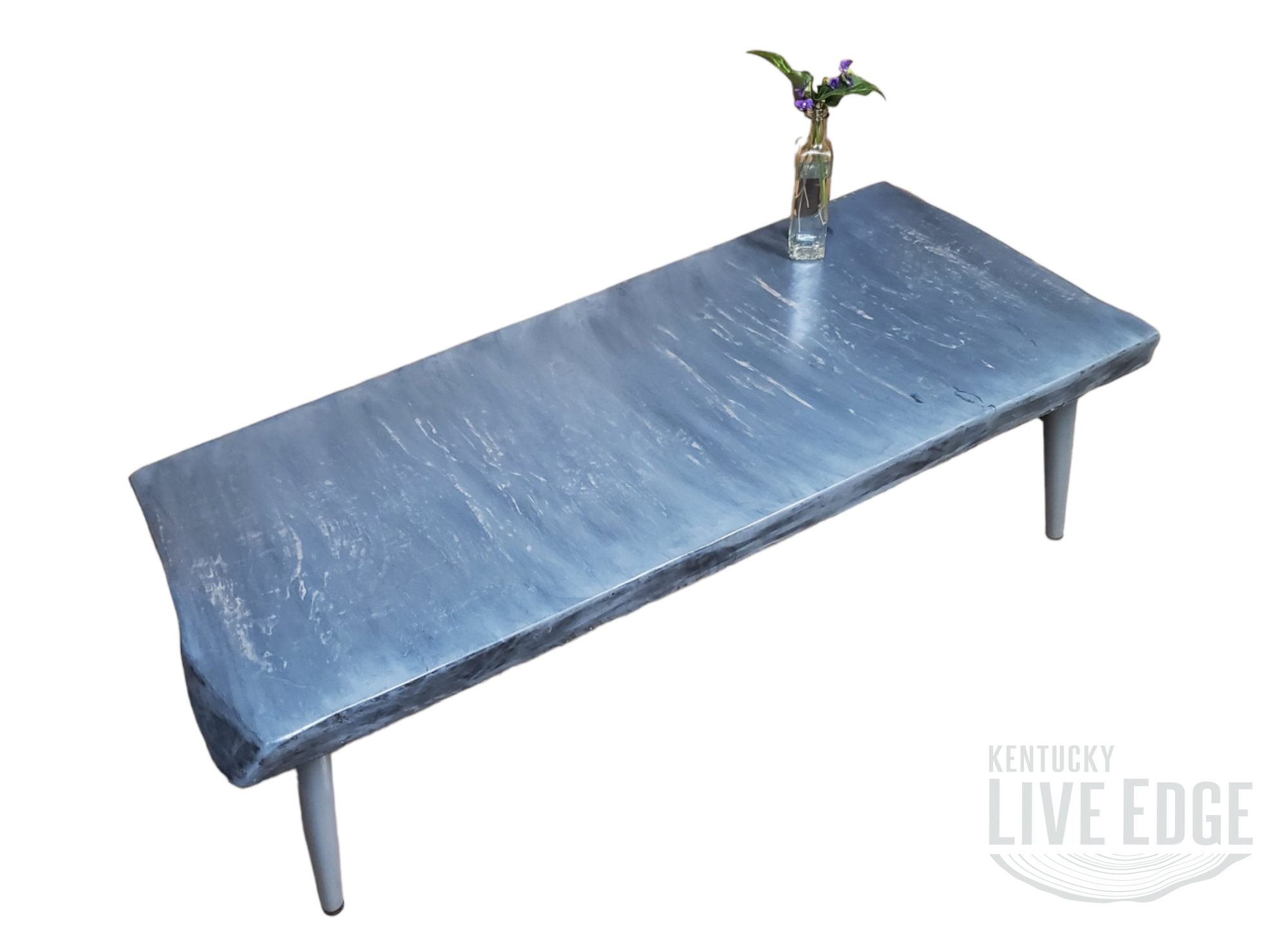 Gray Coffee Table- Long and Narrow- Live Edge Table- Marble Look- Concrete Look- Artistic Table- Unique Furniture- Solid Hardwood- Signed