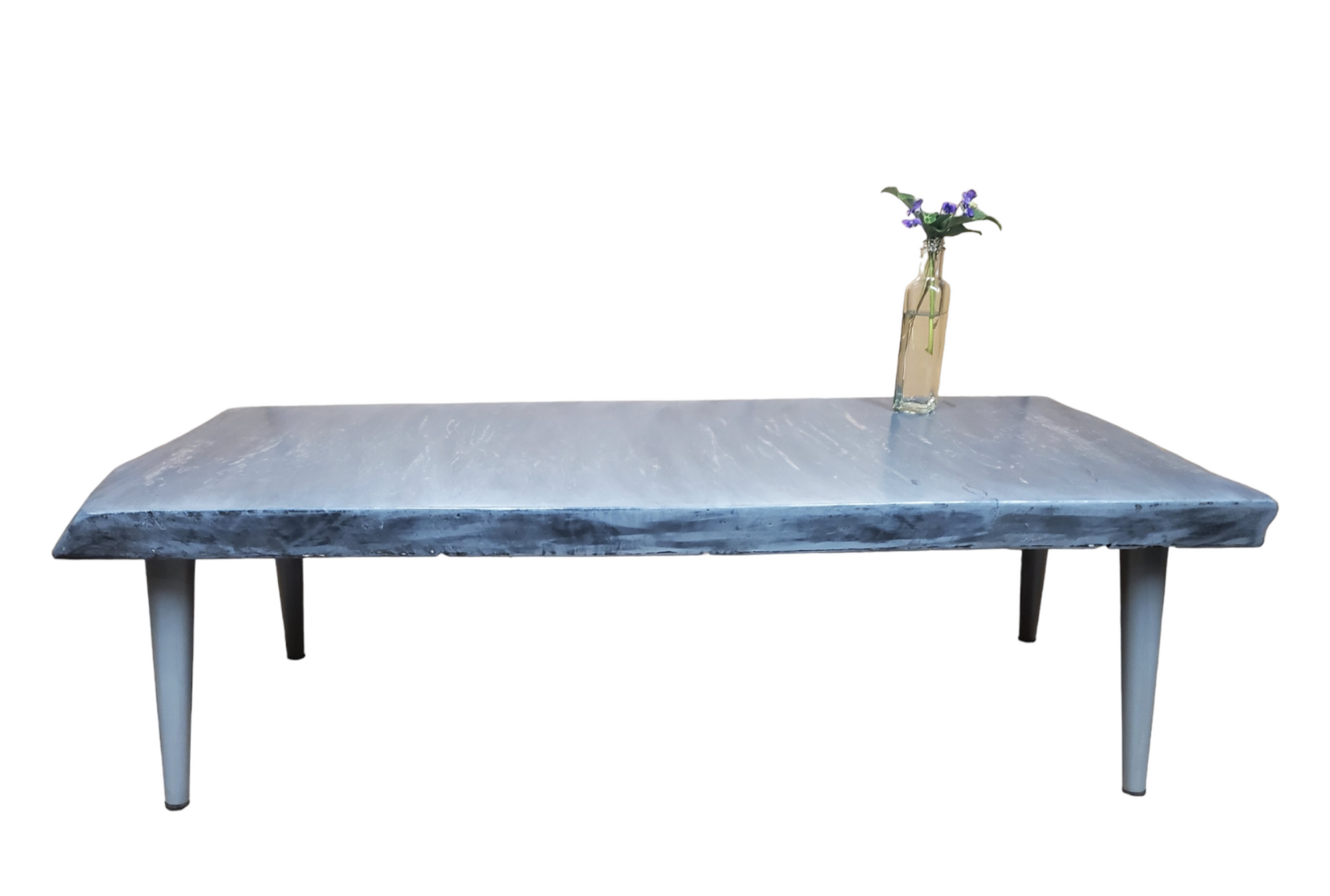 Gray Coffee Table- Long and Narrow- Live Edge Table- Marble Look- Concrete Look- Artistic Table- Unique Furniture- Solid Hardwood- Signed