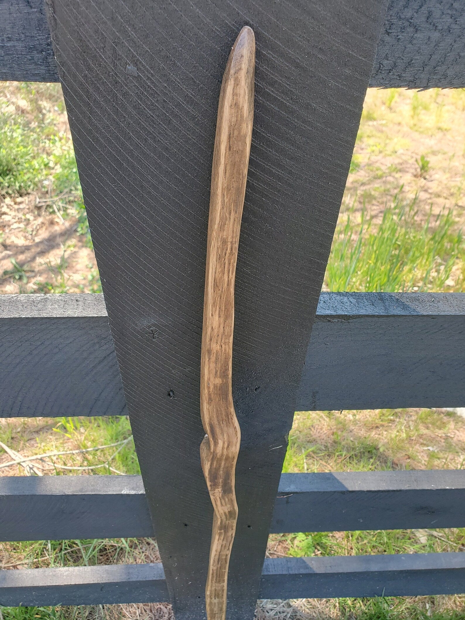 Walking Stick- Made from Reclaimed 100 Year Old Kentucky Tobacco Stick- Hiking Stick- Curvy- Twisted- Outdoors- White Oak- Shorter- Trekking