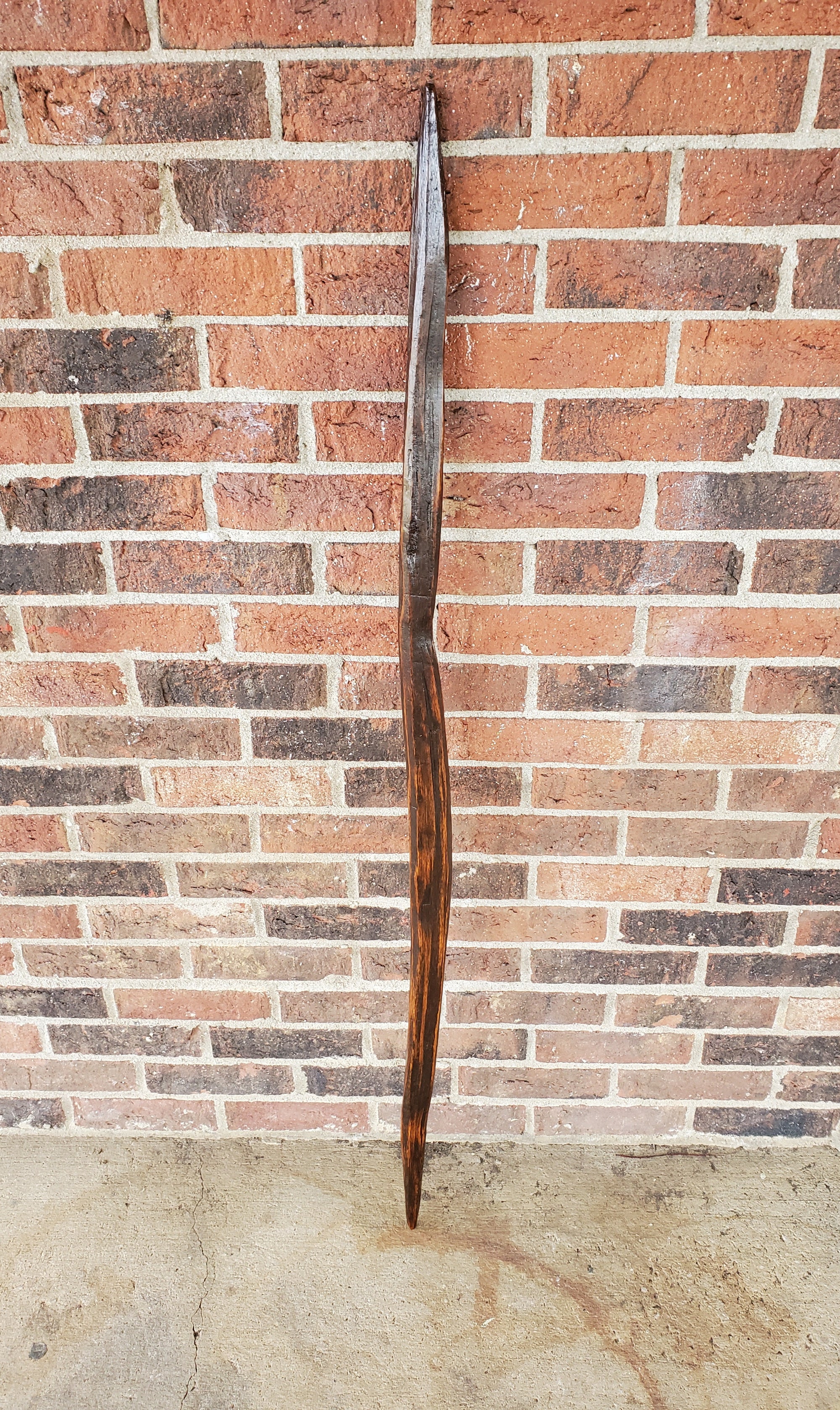 Walking Stick- Made from Reclaimed 100 Year Old Kentucky Tobacco Stick- Hiking Stick- Dark Brown- Unusual Shape- Heavy Duty- 'Big Bend'