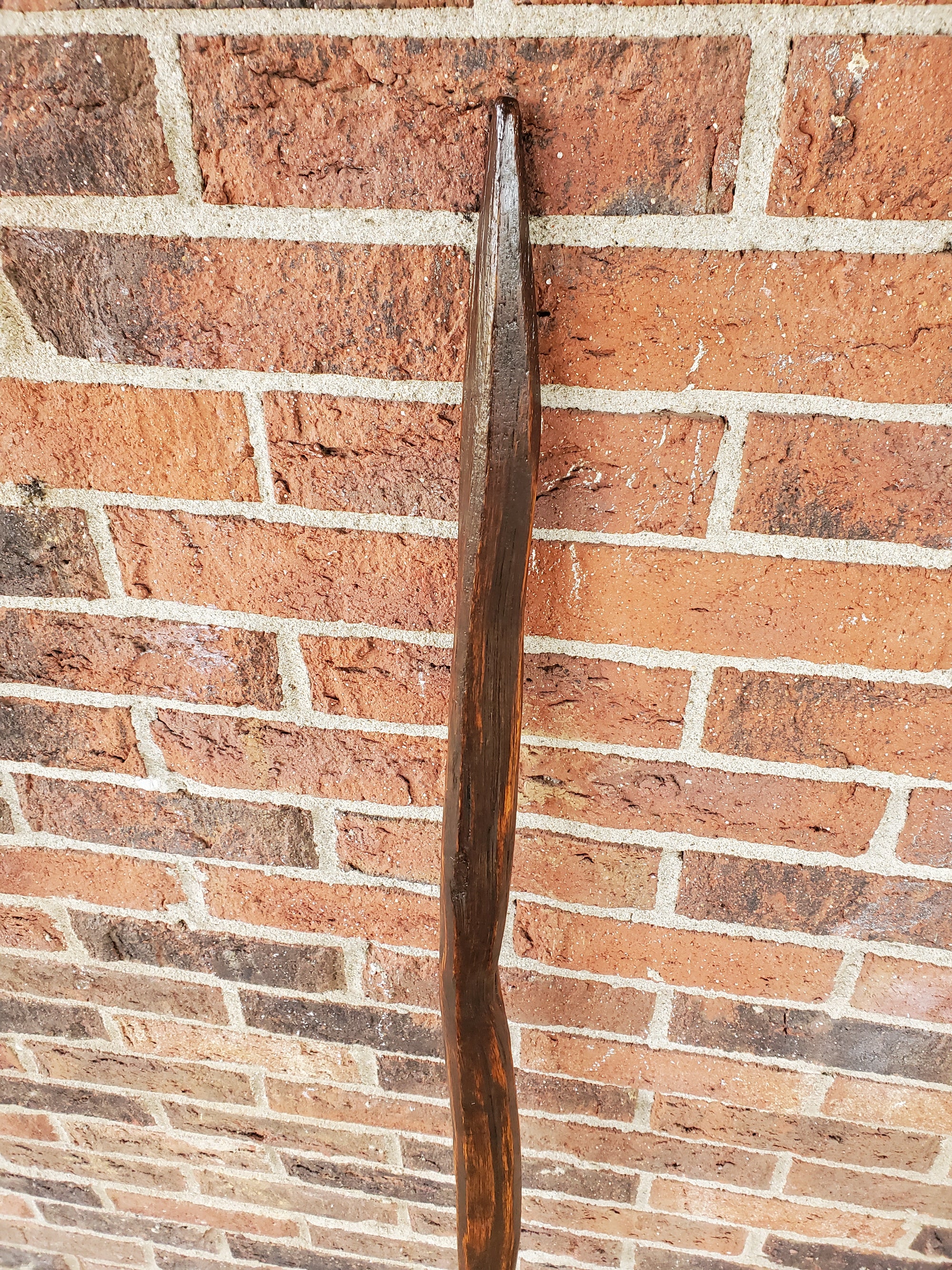 Walking Stick- Made from Reclaimed 100 Year Old Kentucky Tobacco Stick- Hiking Stick- Dark Brown- Unusual Shape- Heavy Duty- 'Big Bend'