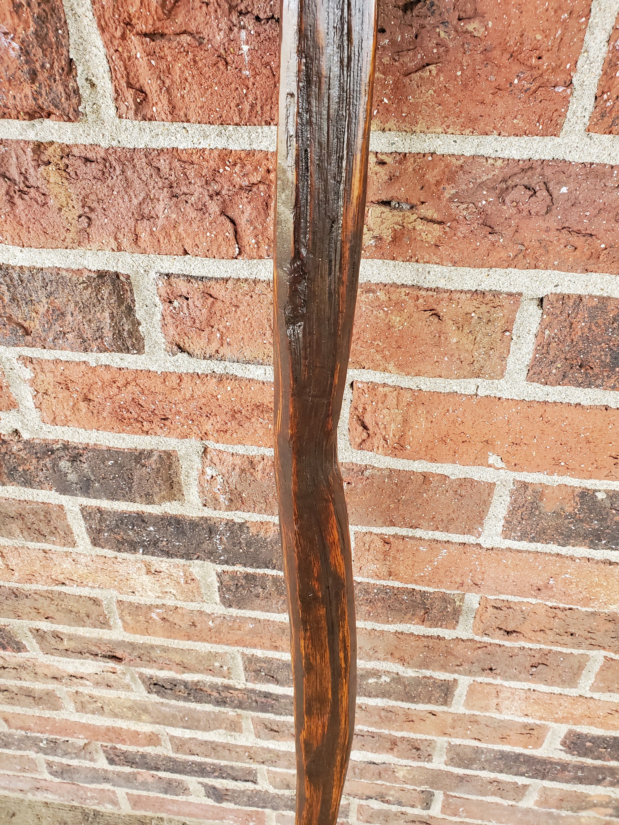 Walking Stick- Made from Reclaimed 100 Year Old Kentucky Tobacco Stick- Hiking Stick- Dark Brown- Unusual Shape- Heavy Duty- 'Big Bend'