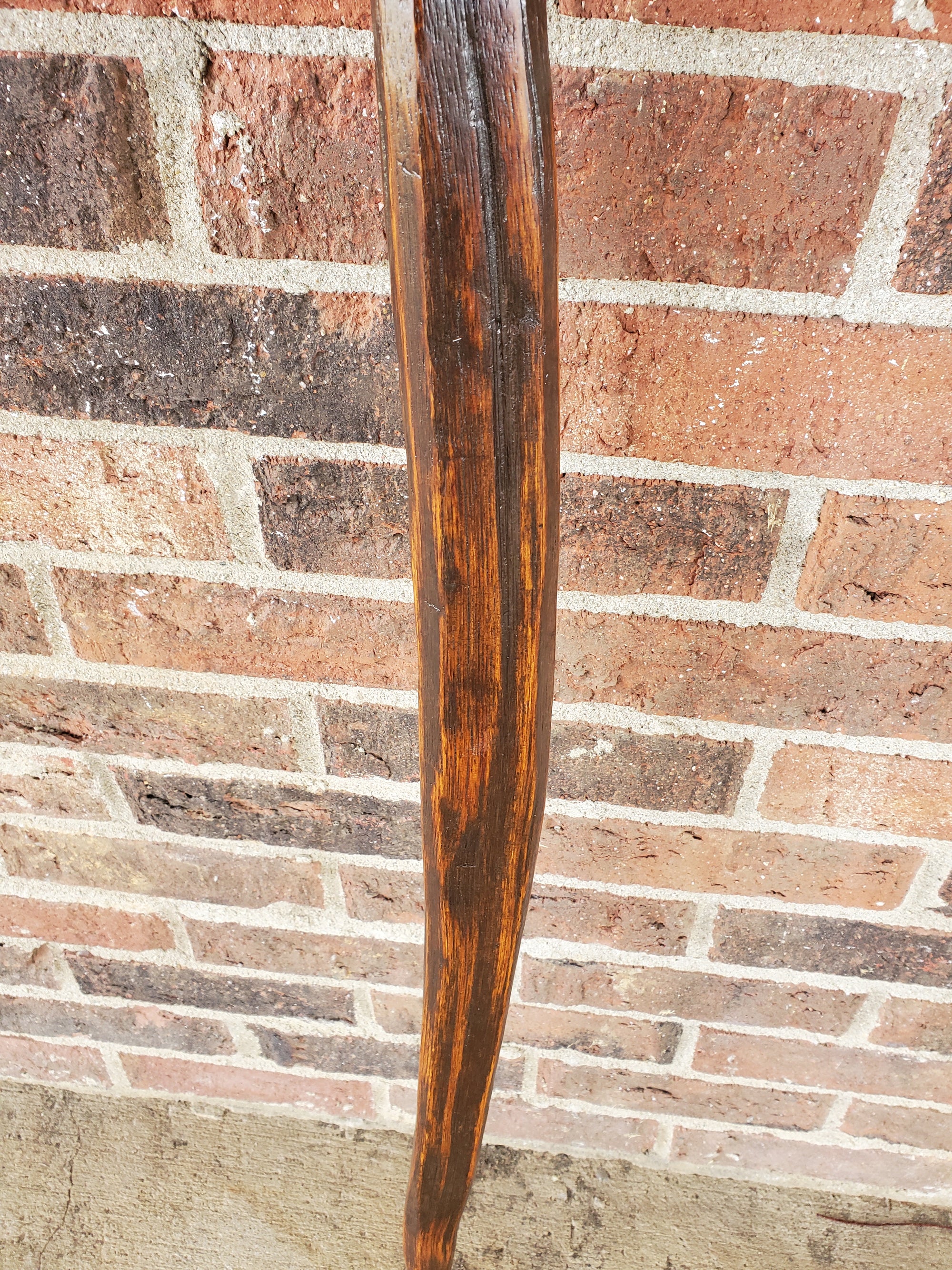 Walking Stick- Made from Reclaimed 100 Year Old Kentucky Tobacco Stick- Hiking Stick- Dark Brown- Unusual Shape- Heavy Duty- 'Big Bend'