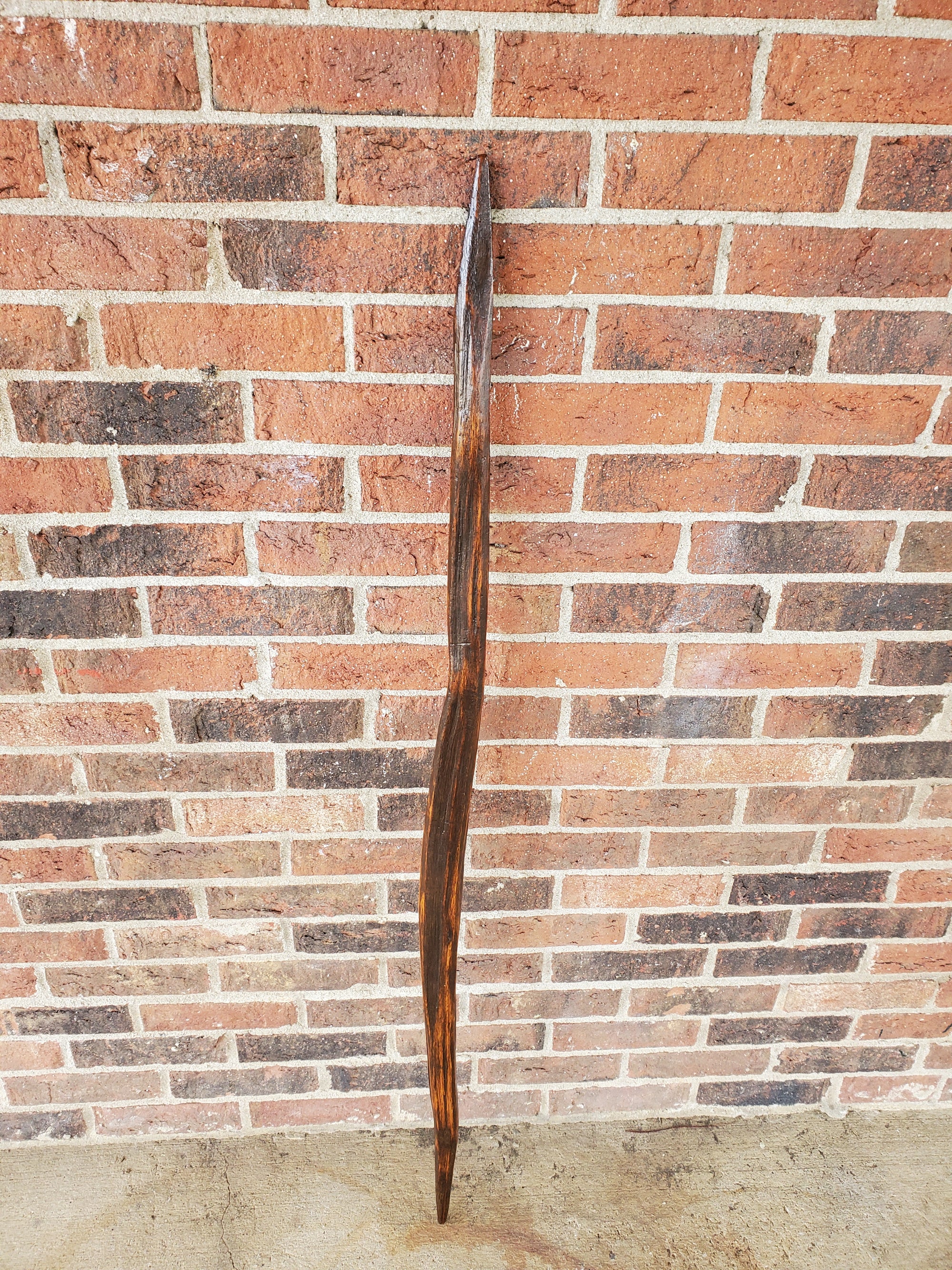 Walking Stick- Made from Reclaimed 100 Year Old Kentucky Tobacco Stick- Hiking Stick- Dark Brown- Unusual Shape- Heavy Duty- 'Big Bend'