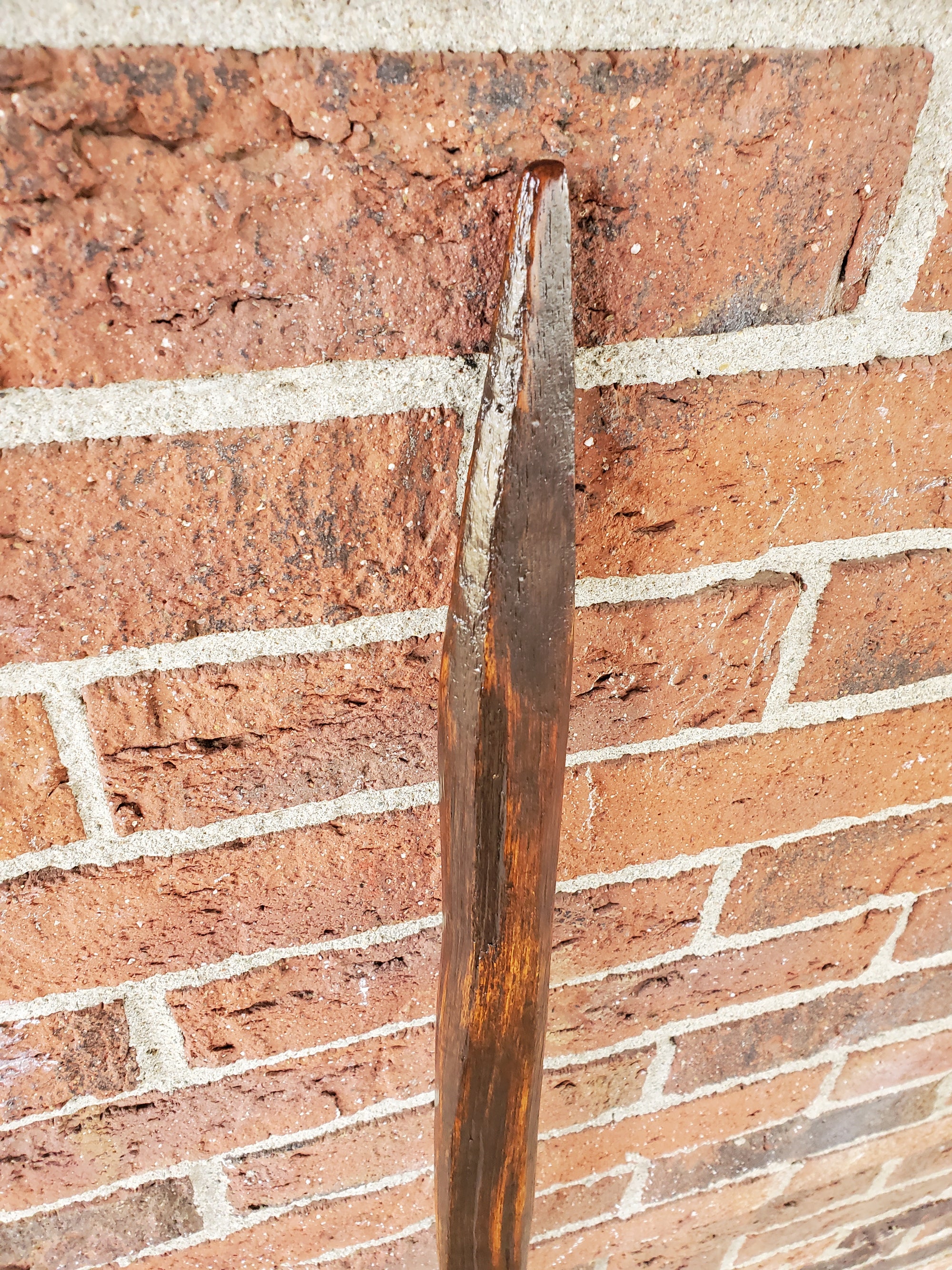 Walking Stick- Made from Reclaimed 100 Year Old Kentucky Tobacco Stick- Hiking Stick- Dark Brown- Unusual Shape- Heavy Duty- 'Big Bend'