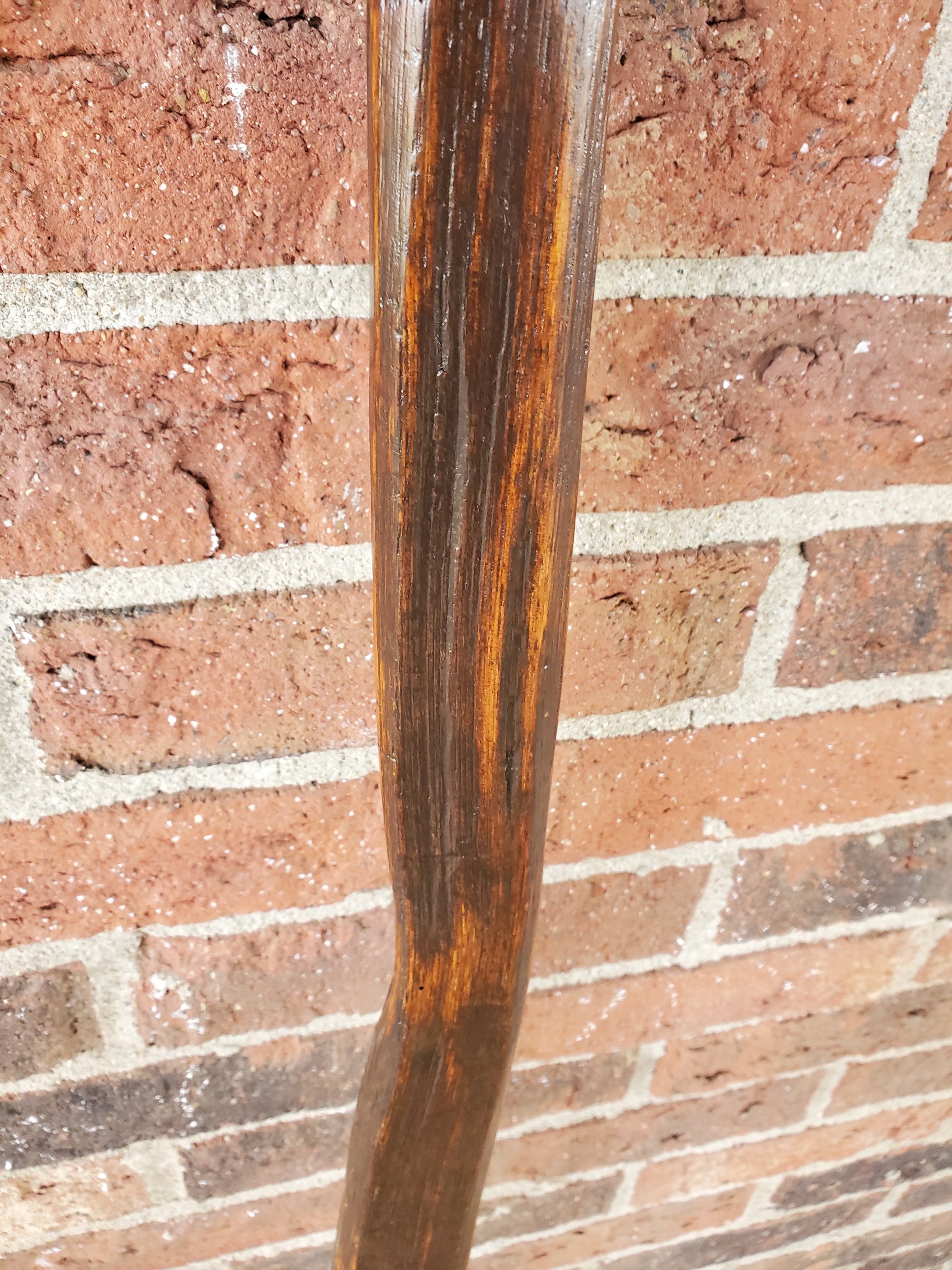 Walking Stick- Made from Reclaimed 100 Year Old Kentucky Tobacco Stick- Hiking Stick- Dark Brown- Unusual Shape- Heavy Duty- 'Big Bend'