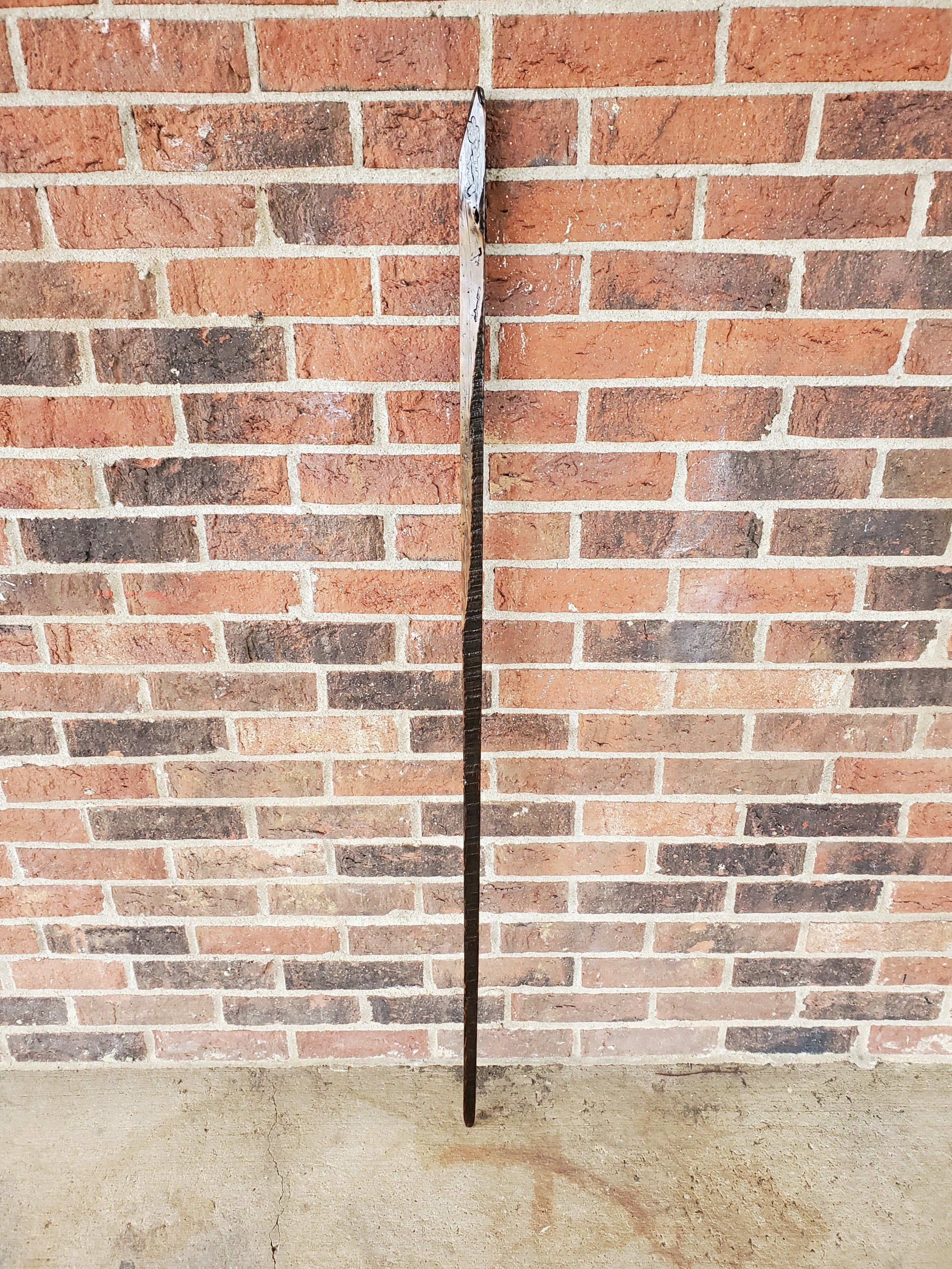 Walking Stick- Made from Reclaimed 100 Year Old Kentucky Tobacco Stick- Hiking Stick- Dark Brown- Outdoors- Unusual Shape- Outdoors- 'Scar'