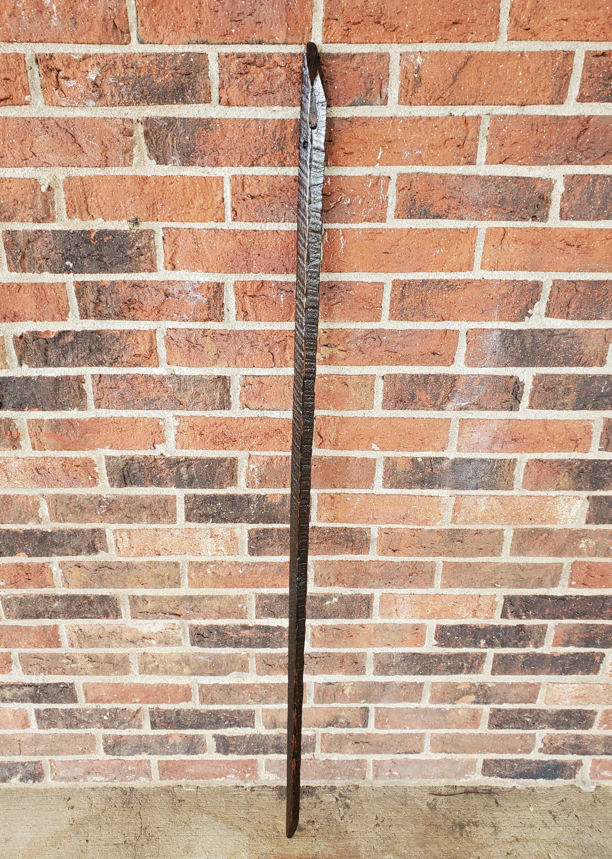 Walking Stick- Made from Reclaimed 100 Year Old Kentucky Tobacco Stick- Hiking Stick- Dark Brown- Outdoors- Unusual Shape- Outdoors- 'Scar'