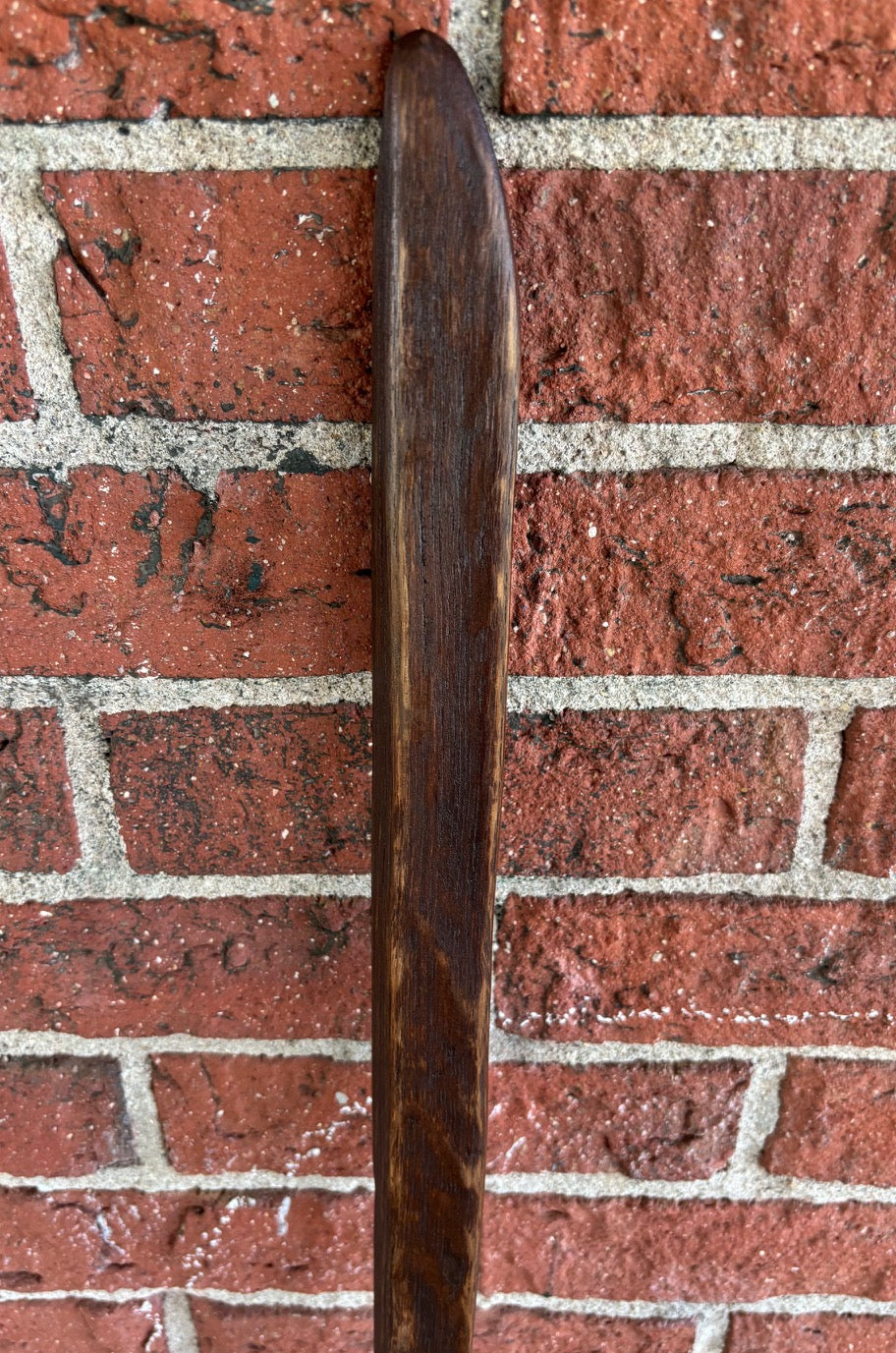 Walking Stick- Made from Reclaimed 100 Year Old Kentucky Tobacco Stick- Hiking Stick- Dark Brown- Outdoors- Unusual Shape- Oak- 'Flathead'