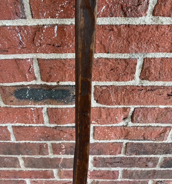 Walking Stick- Made from Reclaimed 100 Year Old Kentucky Tobacco Stick- Hiking Stick- Dark Brown- Outdoors- Unusual Shape- Oak- 'Flathead'