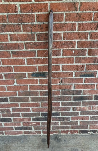 Walking Stick- Made from Reclaimed 100 Year Old Kentucky Tobacco Stick- Hiking Stick- Dark Brown- Outdoors- Unusual Shape- Oak- 'Flathead'