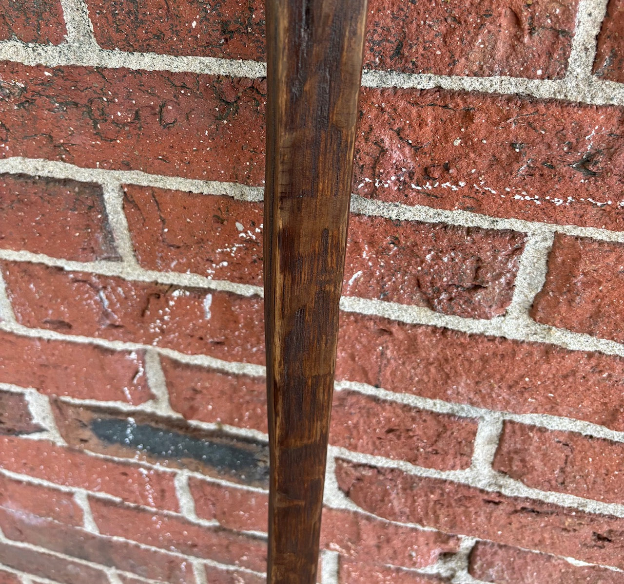 Walking Stick- Made from Reclaimed 100 Year Old Kentucky Tobacco Stick- Hiking Stick- Dark Brown- Outdoors- Unusual Shape- Oak- 'Flathead'