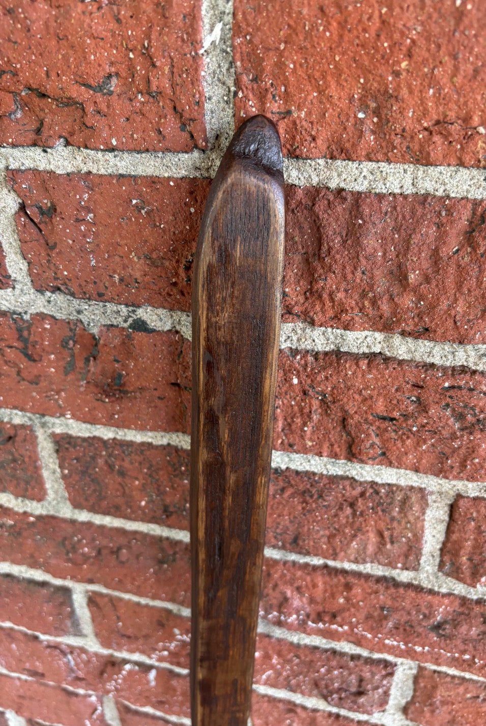 Walking Stick- Made from Reclaimed 100 Year Old Kentucky Tobacco Stick- Hiking Stick- Dark Brown- Outdoors- Unusual Shape- Oak- 'Flathead'