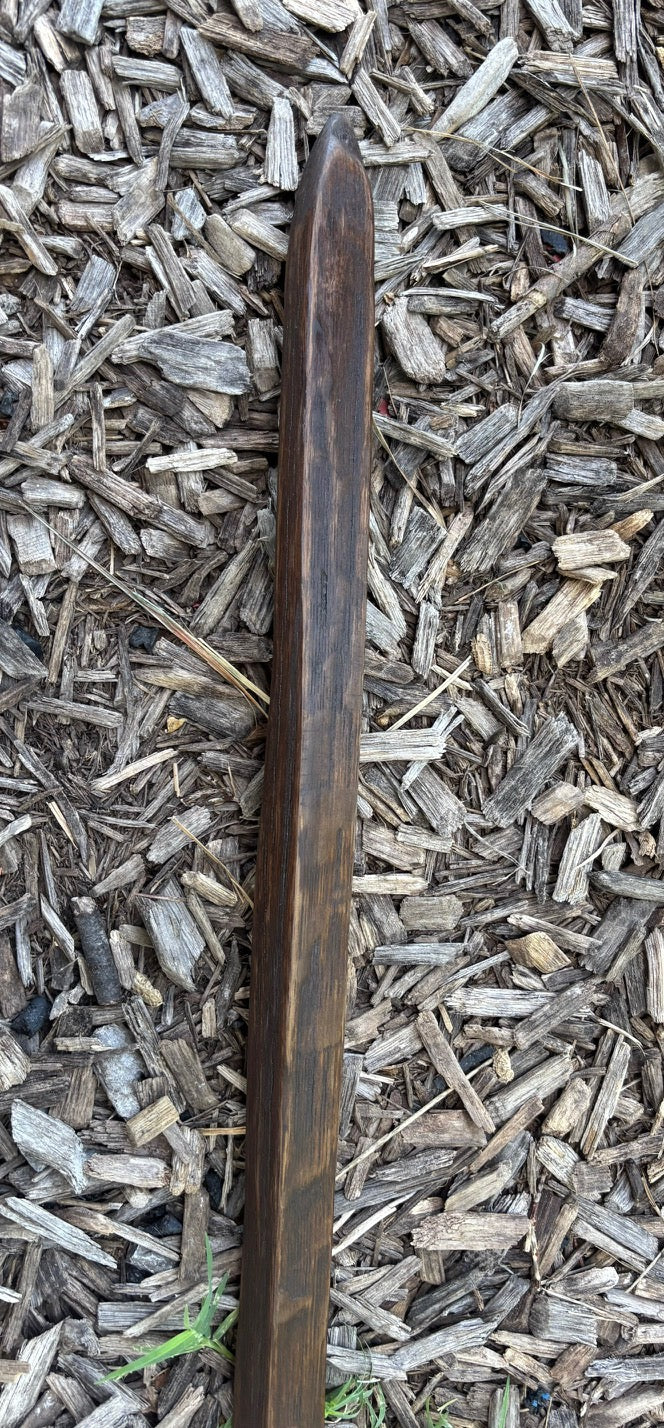 Walking Stick- Made from Reclaimed 100 Year Old Kentucky Tobacco Stick- Hiking Stick- Dark Brown- Outdoors- Unusual Shape- Oak- 'Flathead'