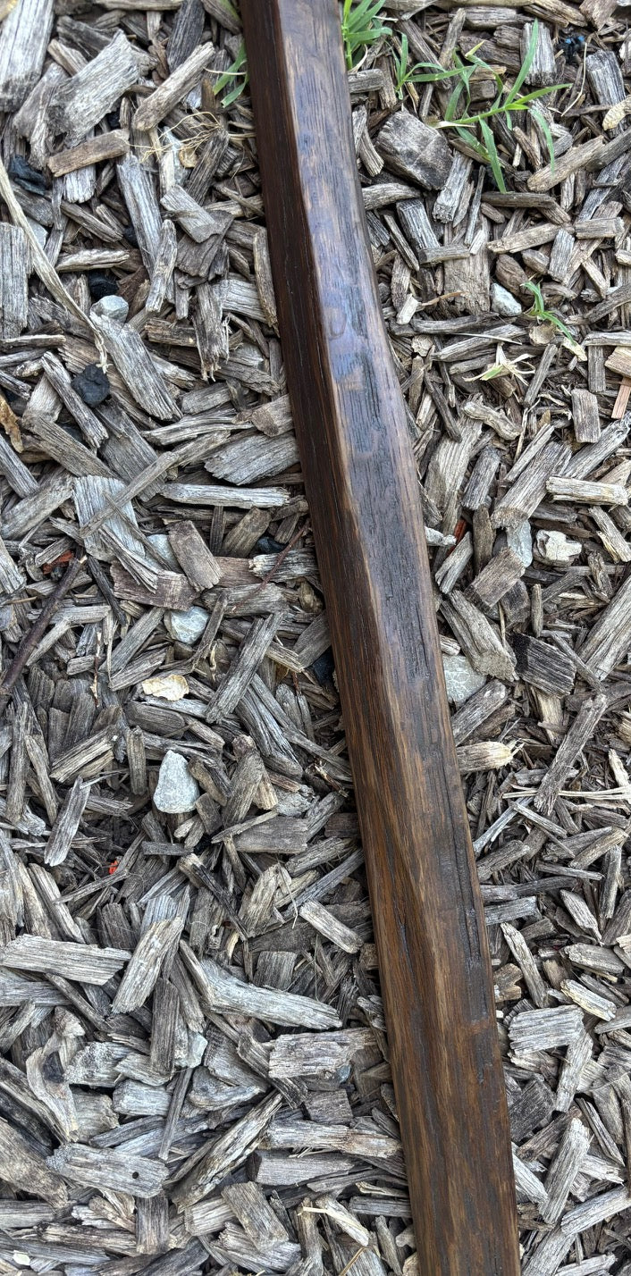 Walking Stick- Made from Reclaimed 100 Year Old Kentucky Tobacco Stick- Hiking Stick- Dark Brown- Outdoors- Unusual Shape- Oak- 'Flathead'