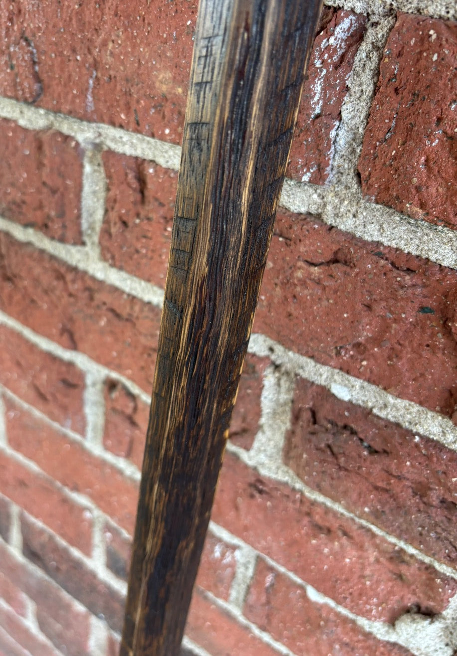 Sturdy & Stylish Handmade Reclaimed Oak Walking Stick- Brown and Black Hiking Stick- Made from 100 Year Old Reclaimed Kentucky Tobacco Stick