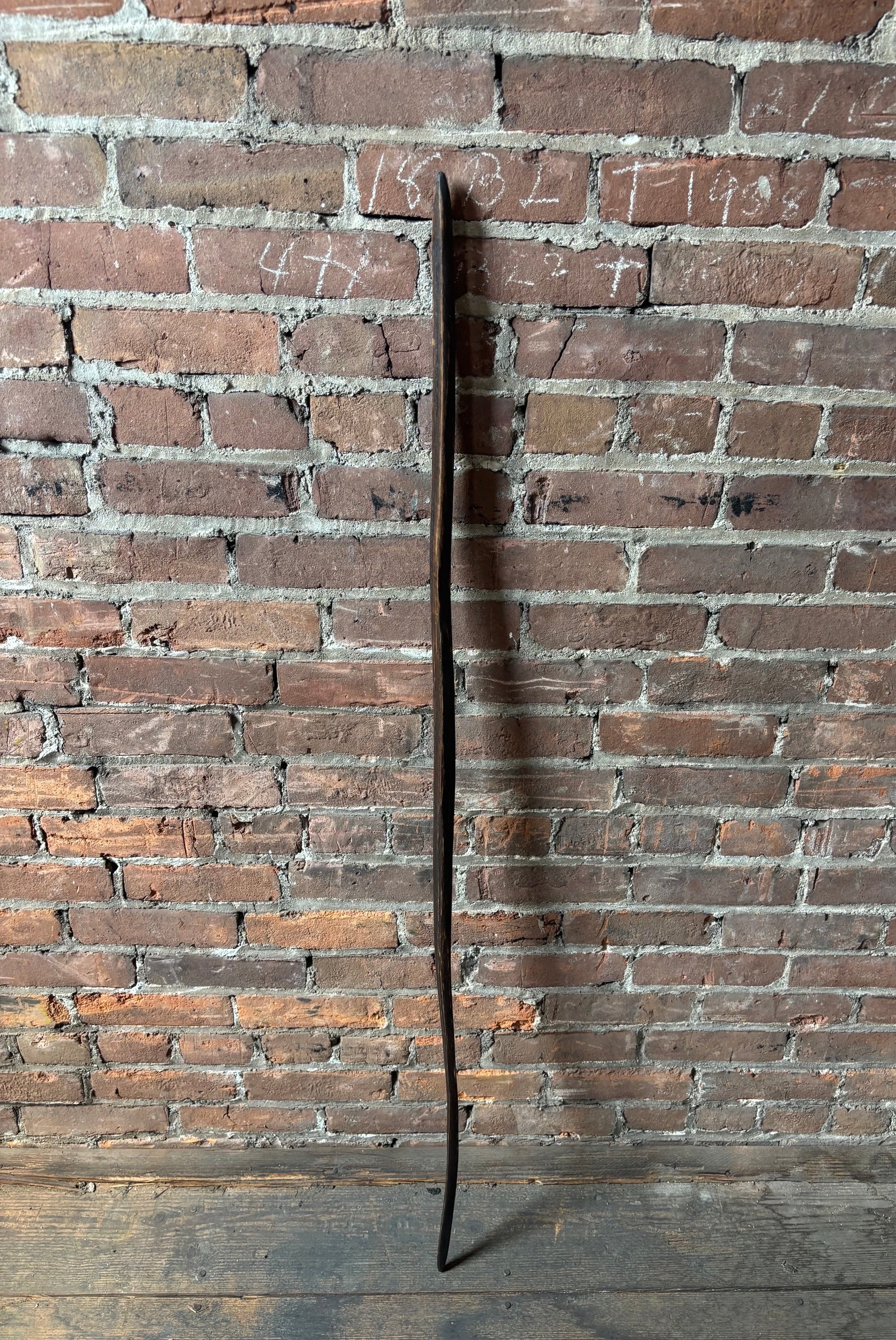 Walking Stick Made from Reclaimed 100 Year Old Kentucky Tobacco Stick- Hiking Stick- Dark Brown- Unusual Shape- Hiking Staff- 'Tough Gal'