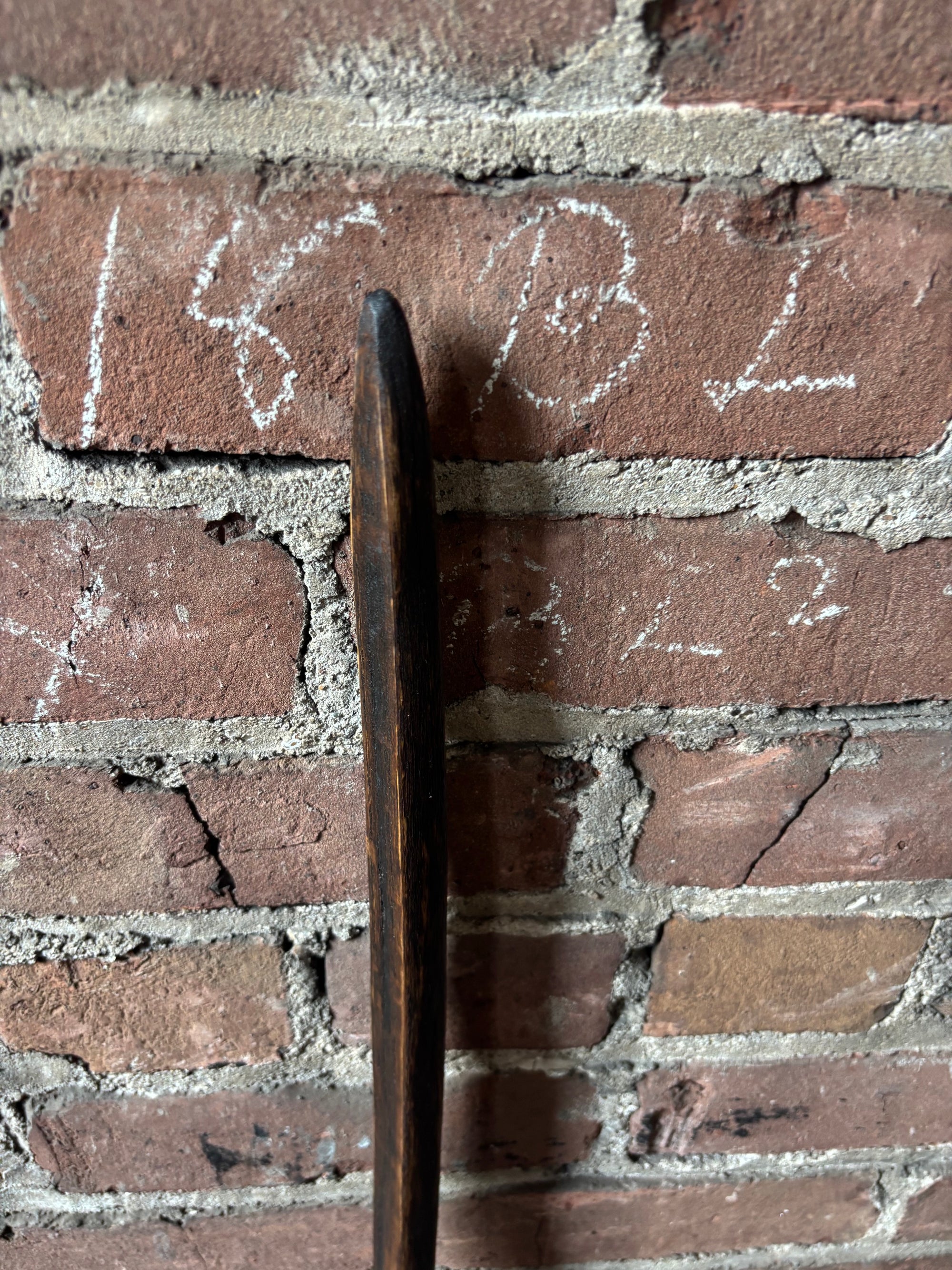 Walking Stick Made from Reclaimed 100 Year Old Kentucky Tobacco Stick- Hiking Stick- Dark Brown- Unusual Shape- Hiking Staff- 'Tough Gal'