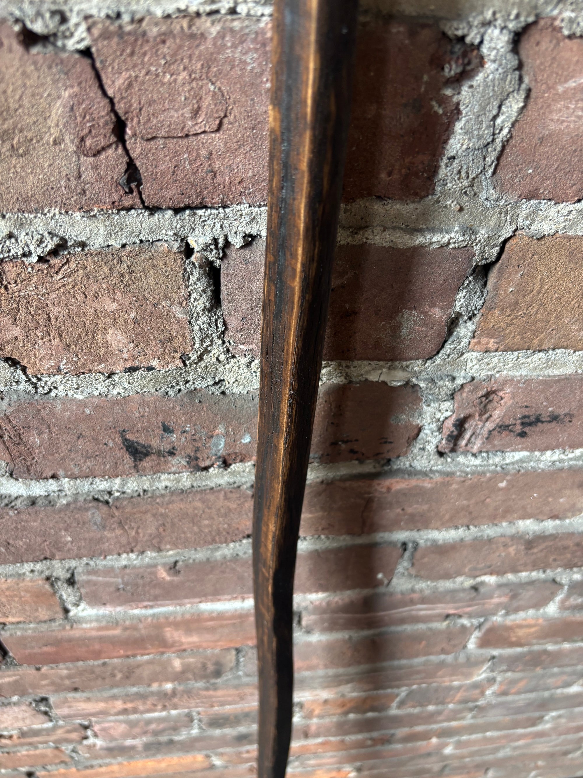 Walking Stick Made from Reclaimed 100 Year Old Kentucky Tobacco Stick- Hiking Stick- Dark Brown- Unusual Shape- Hiking Staff- 'Tough Gal'