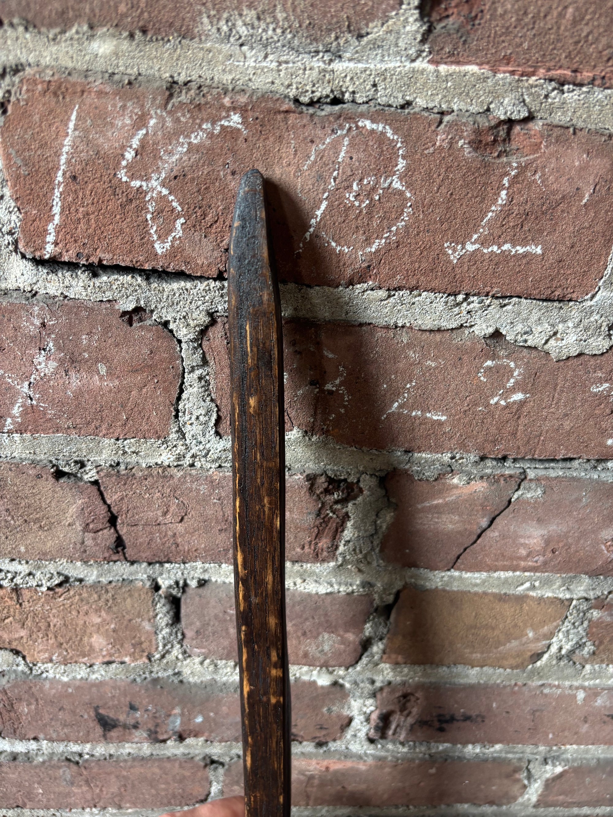 Walking Stick Made from Reclaimed 100 Year Old Kentucky Tobacco Stick- Hiking Stick- Dark Brown- Unusual Shape- Hiking Staff- 'Tough Gal'
