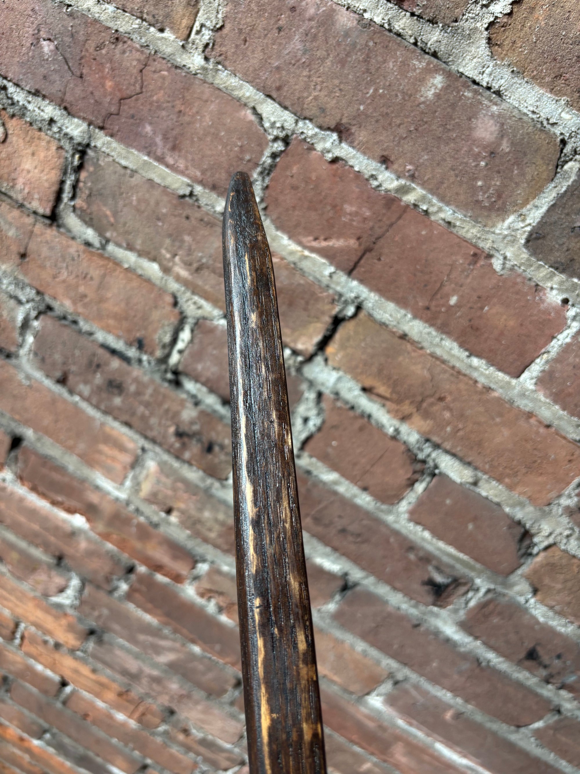 Walking Stick Made from Reclaimed 100 Year Old Kentucky Tobacco Stick- Hiking Stick- Dark Brown- Unusual Shape- Hiking Staff- 'Tough Gal'