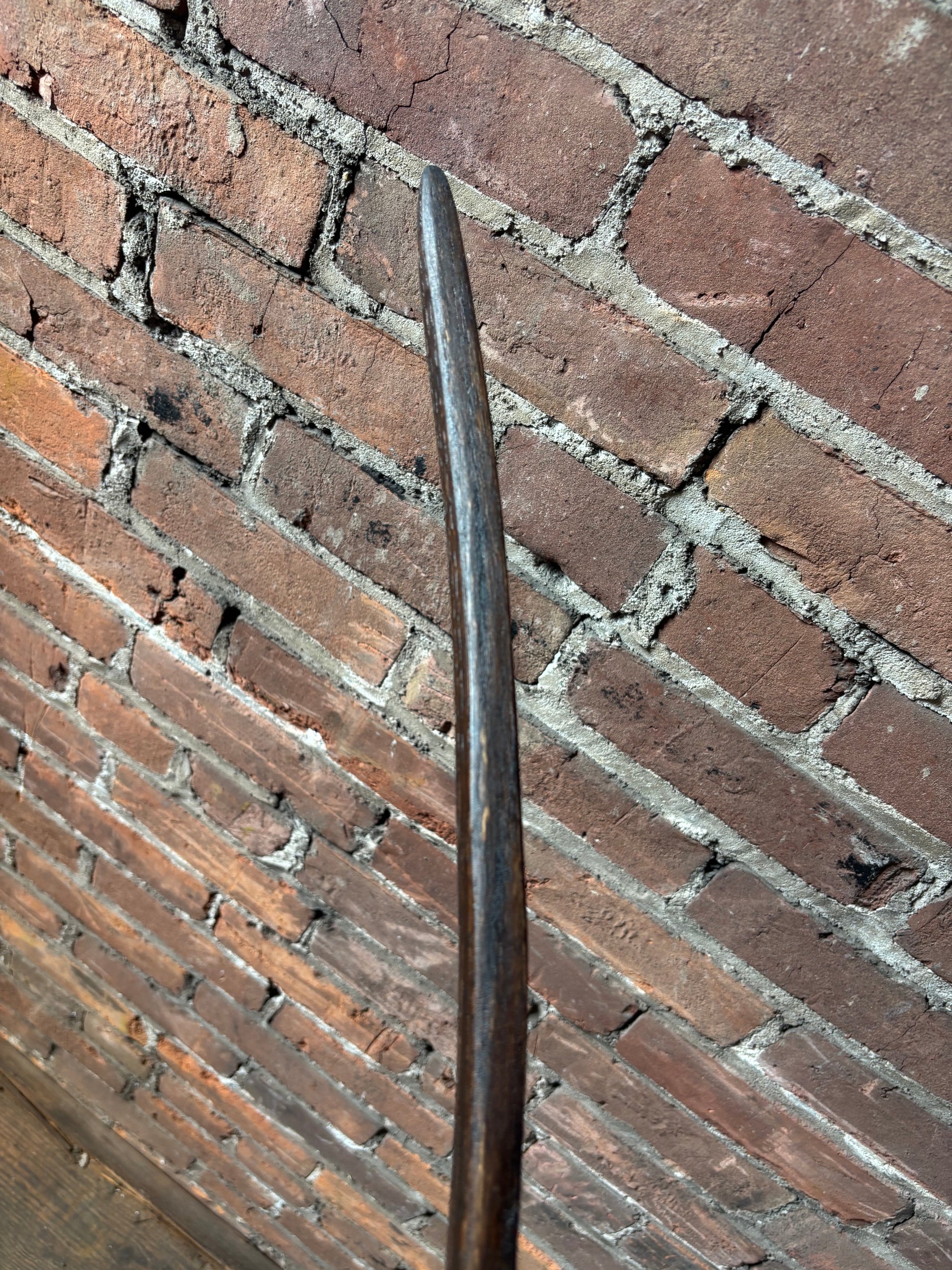 Walking Stick Made from Reclaimed 100 Year Old Kentucky Tobacco Stick- Hiking Stick- Dark Brown- Unusual Shape- Hiking Staff- 'Tough Gal'